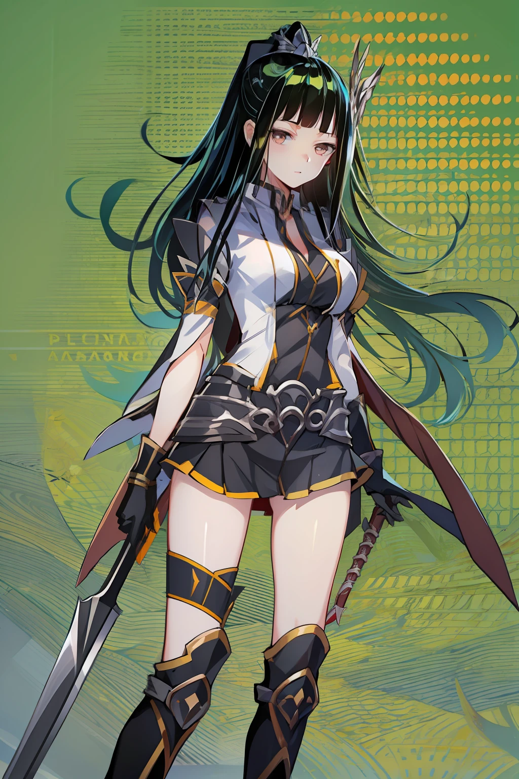 the girl with black hair，Warrior Girl，Long knives，Rider outfit。