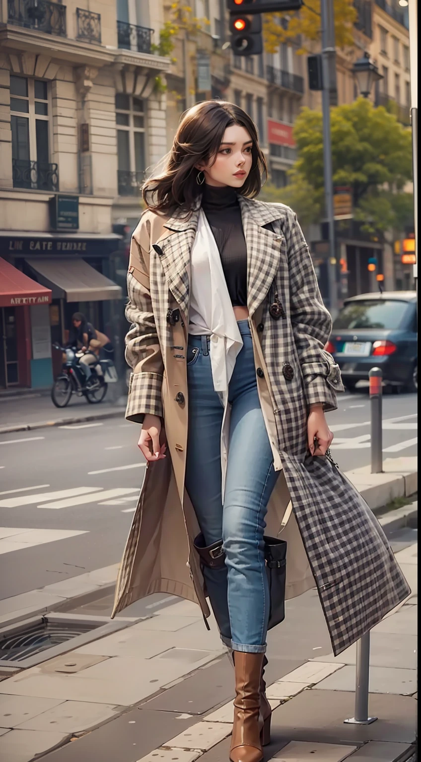 Beautiful woman in insanely Chic Parisian Outfit