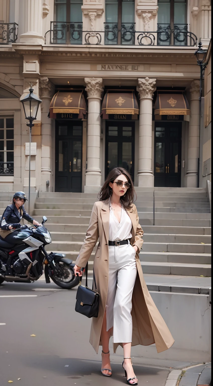 Beautiful woman in insanely Chic Parisian Outfit
