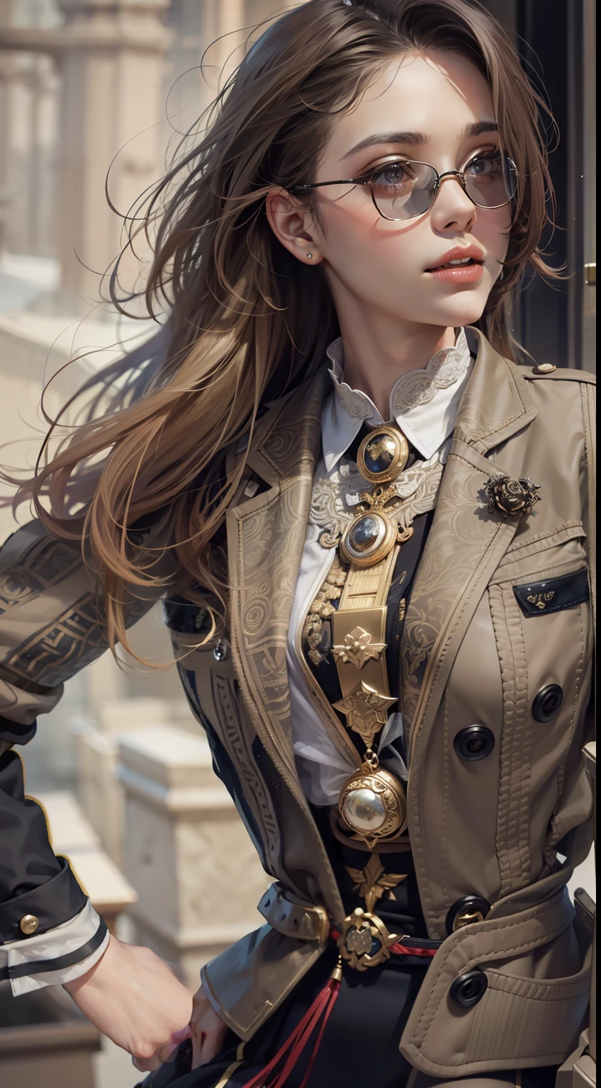 Beautiful woman in intricate Masculine Tailored Outfit