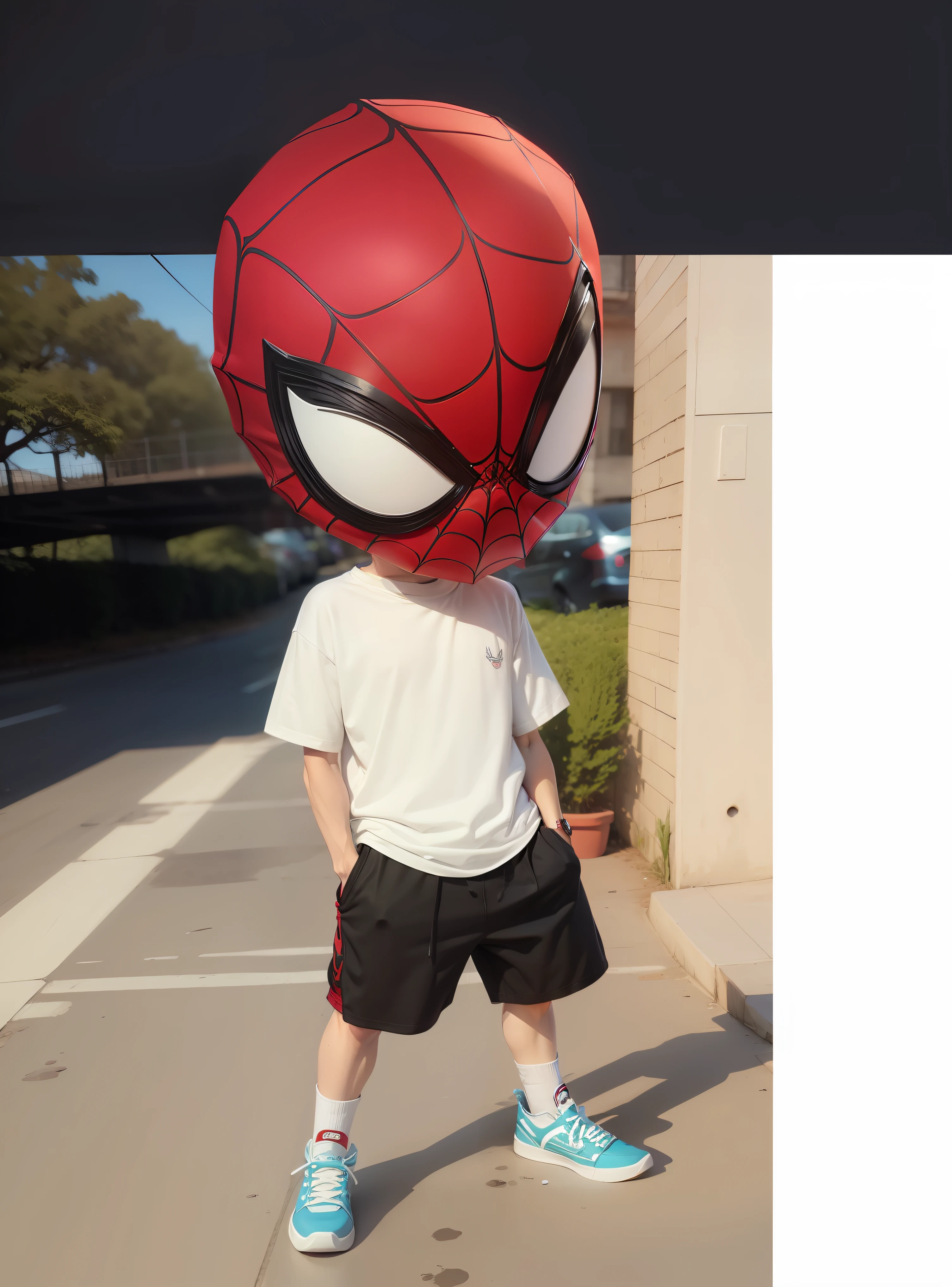 Spider Man Chibi no estilo Street Wear, Camiseta Branca Lisa, T-shirt lisa branca