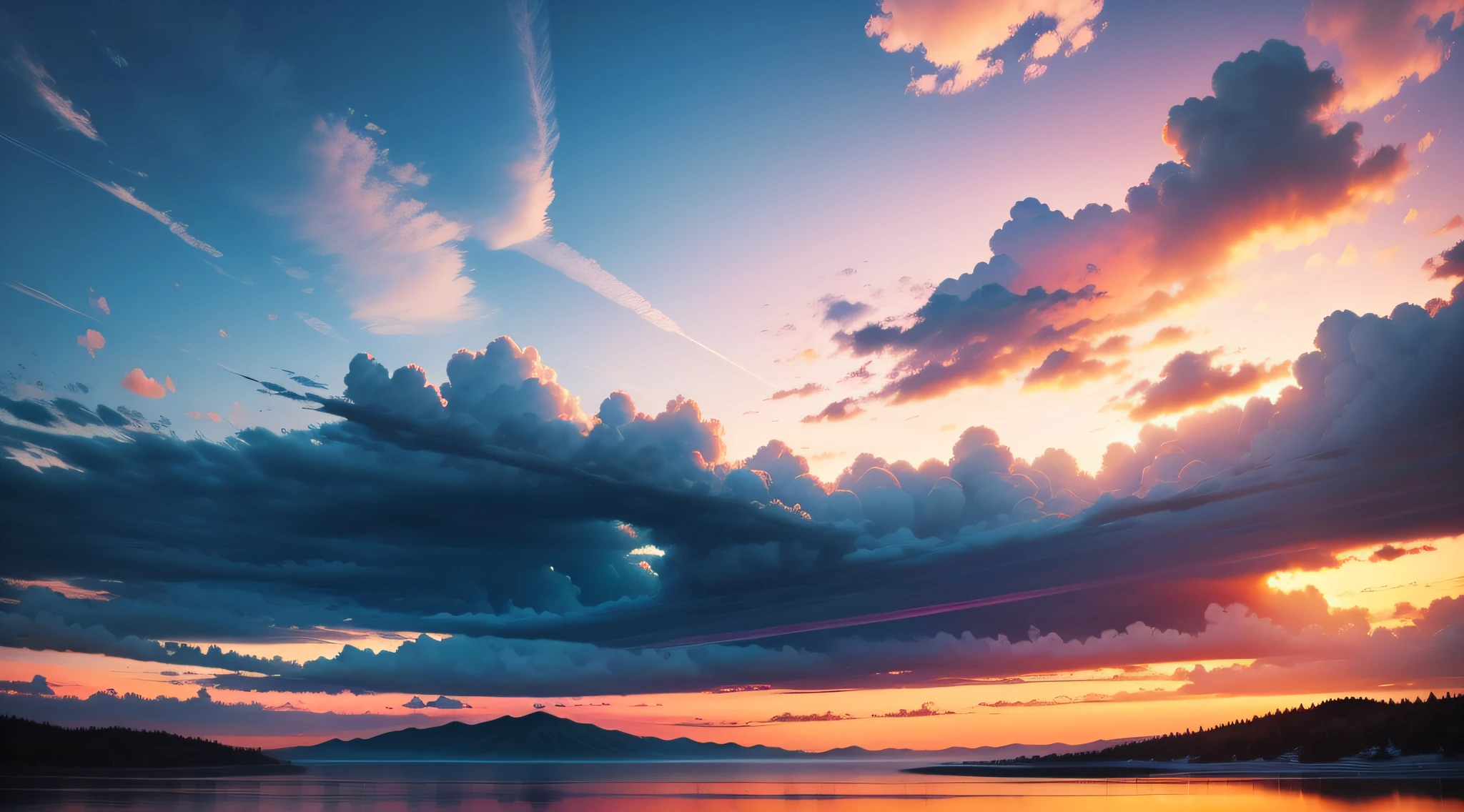 Colorful and stunning sky, com nuvens cintilantes.
