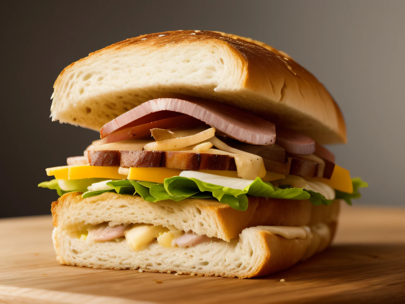 Stunning portrait of a ham sandwich