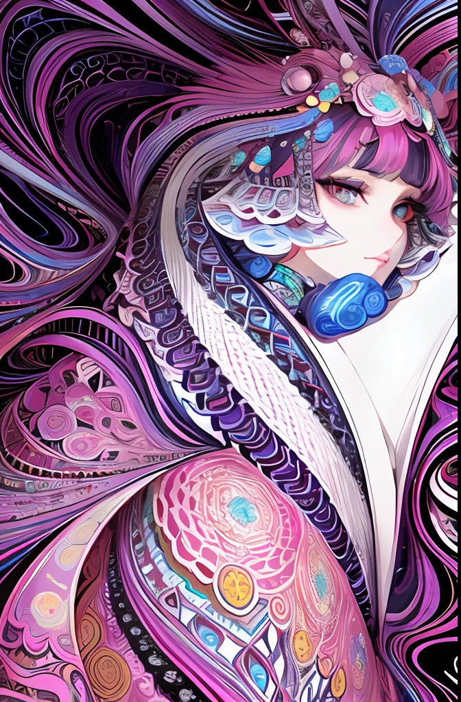 （tmasterpiece，top Quority，best qualtiy，offcial art，Beauty and aesthetics：1.2），（1girl：1.3），The is very detailed，（s fractal art：1.2），extremely colorful，Most detailed，（zentangle：1.2），（dynamicposes） , (abstract backgrounds:1.5), (traditionalcostumes:1.2), (shiny skins), (many color:1.4), The upper part of the body，male people，ssmile，Gamers