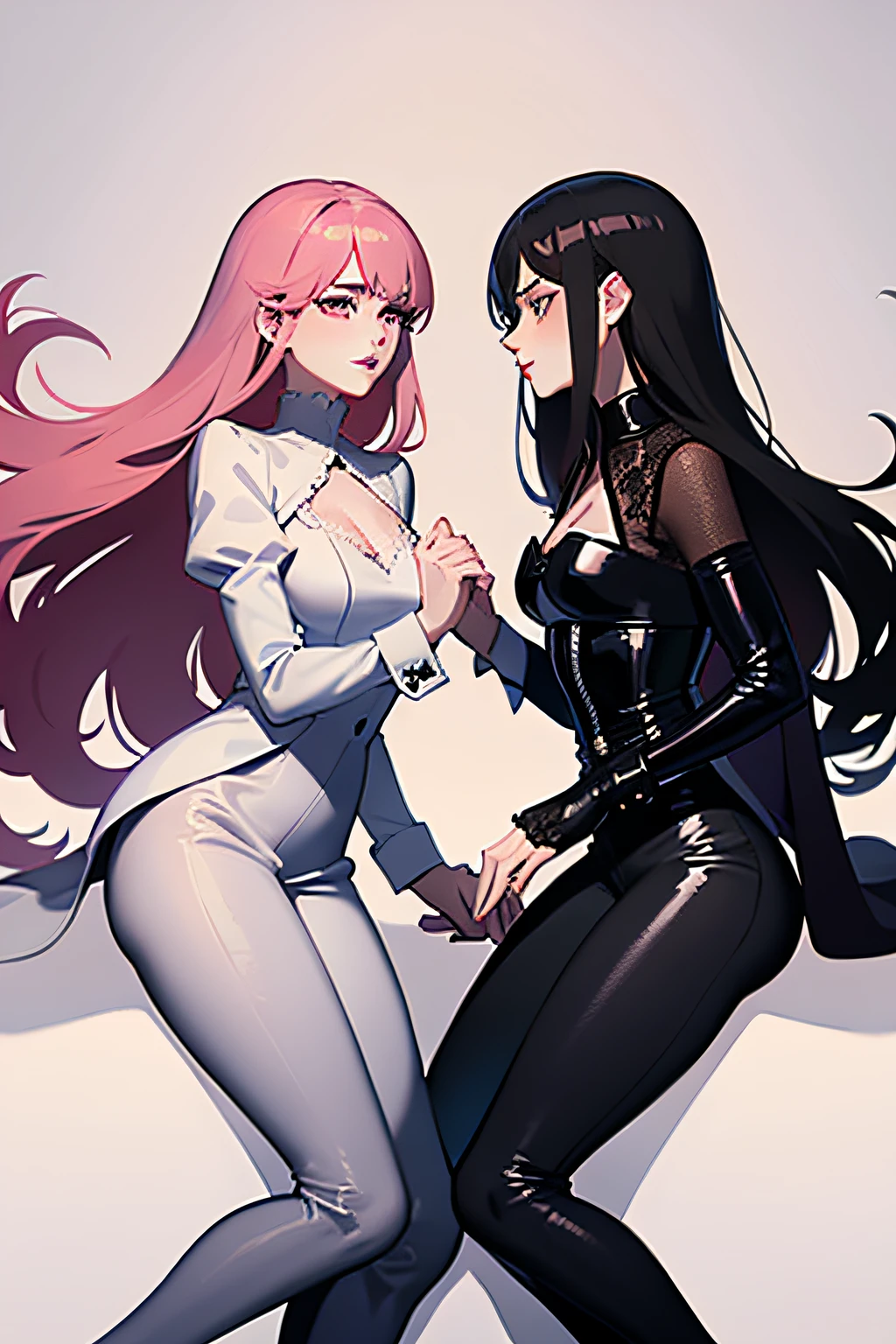25 year old couple,Royal sister,Thin iron chains are wound,Clear white shirt black pants,blacksilk,Lace,Patent leather erotic underwear,Be red in the face,streaming tears,Pink lips,The background is minimalist,8K masterpiece