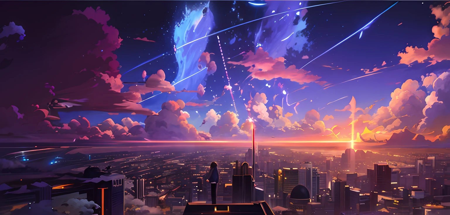 Anime scene of a man standing on a ledge looking at the city, cosmic sky. by makoto shinkai, 4k anime wallpaper, anime art wallpaper 4k, anime art wallpaper 4k, anime wallpaper 4 k, anime wallpaper 4k, Anime art wallpaper 8k, makoto shinkai cyril rolando, ultra hd anime wallpaper, anime vibes