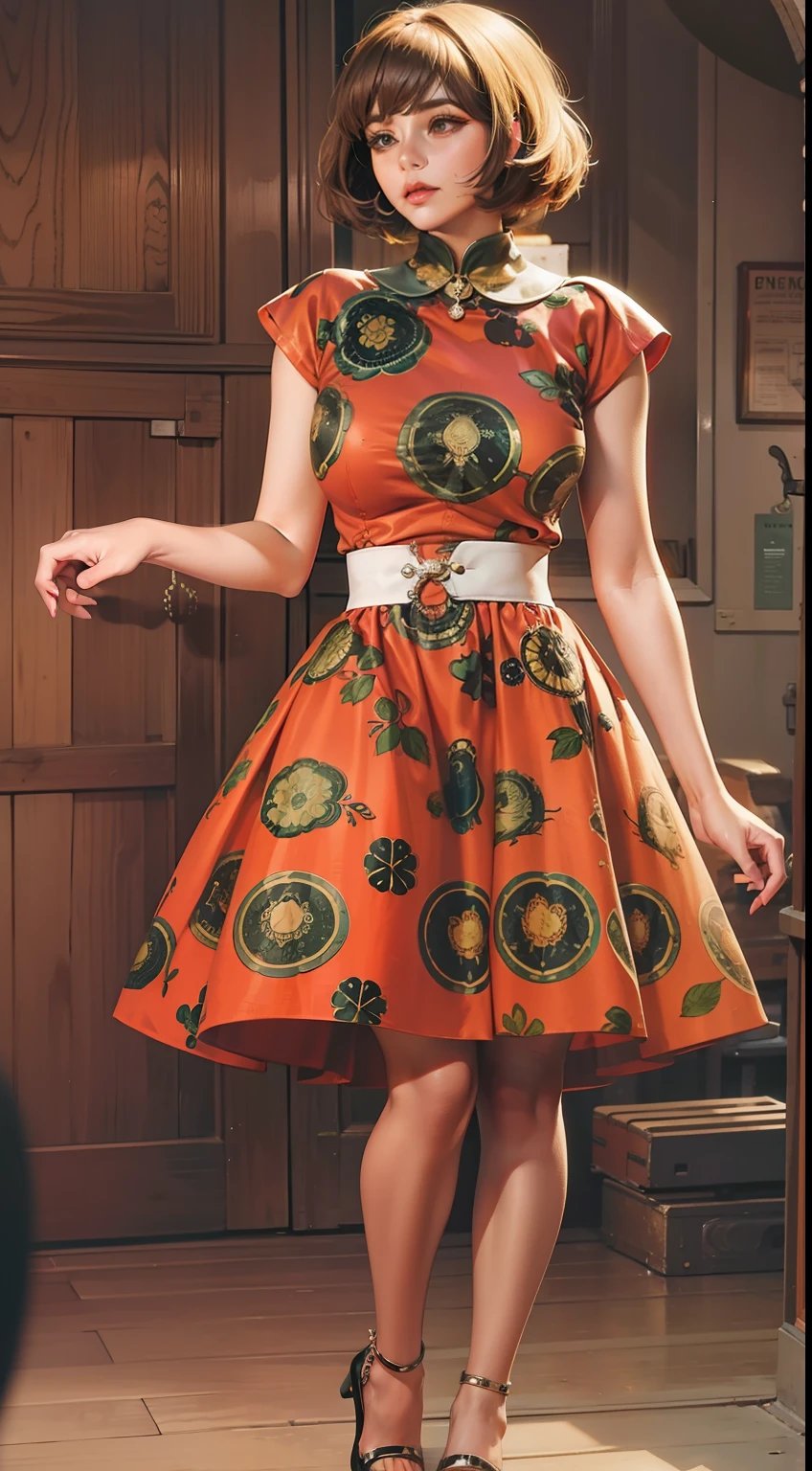 Beautiful woman in intricate Retro 60s Outfit