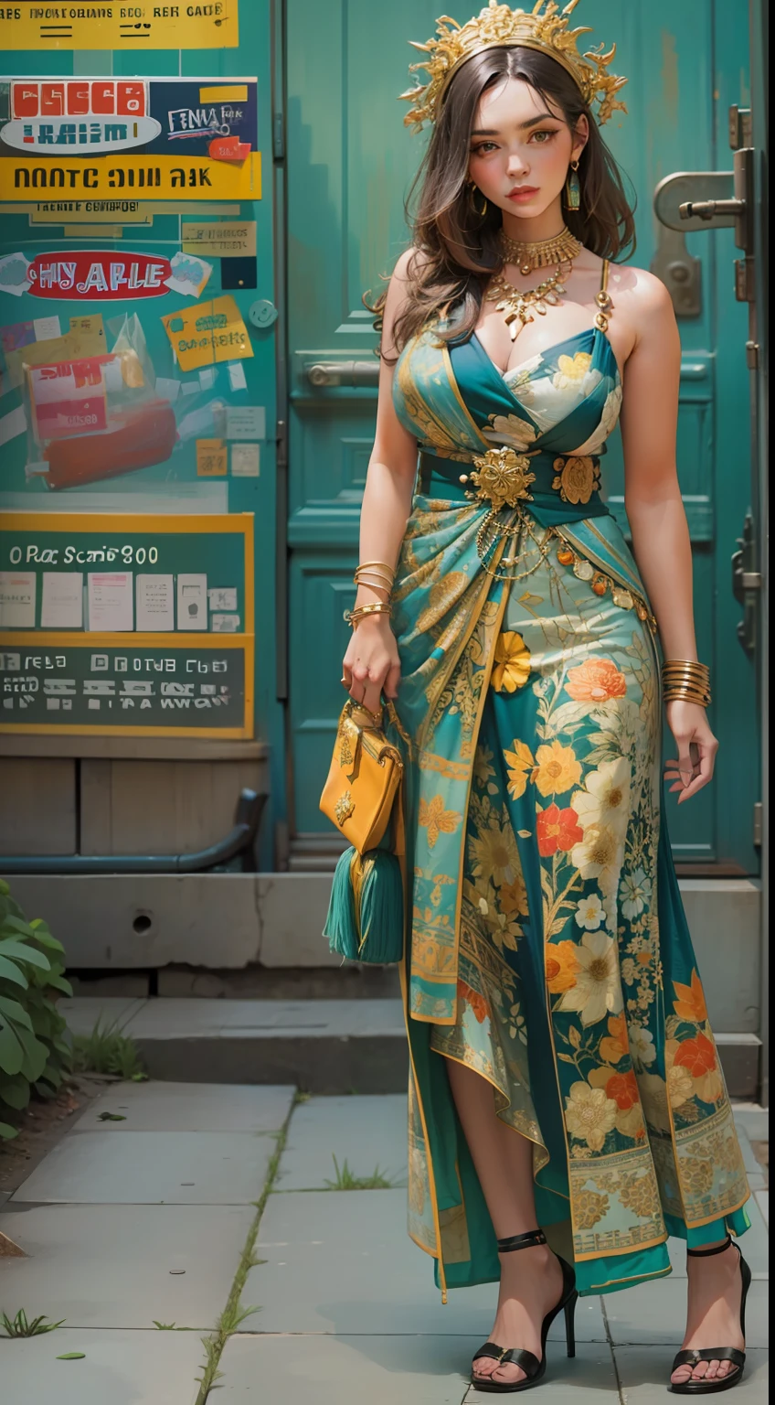 Beautiful woman in intricate Eclectic Mix and Match Outfit
