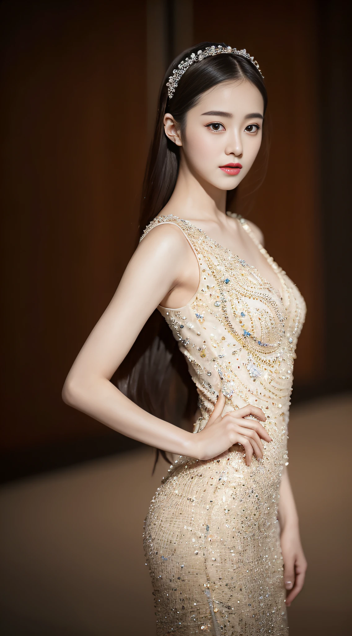 A woman in a tight dress poses for a photo，A photograph inspired by Ma Yuanyu，Tumblr，hentail realism，dilraba dilmurat，beautiful Korean women，Korean girls，cute korean actress，Beautiful Korean young woman，gorgeous korean young woman，Young and cute Korean face，Kim Young-hin，ruan jia beautiful！，Korean female fashion model