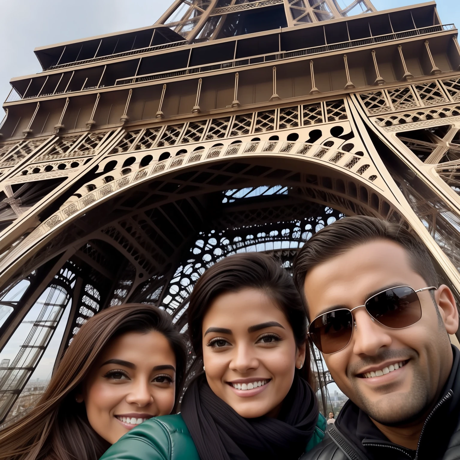 Selfie, Close UP, Em Paris,torre Eiffel,com Familia
