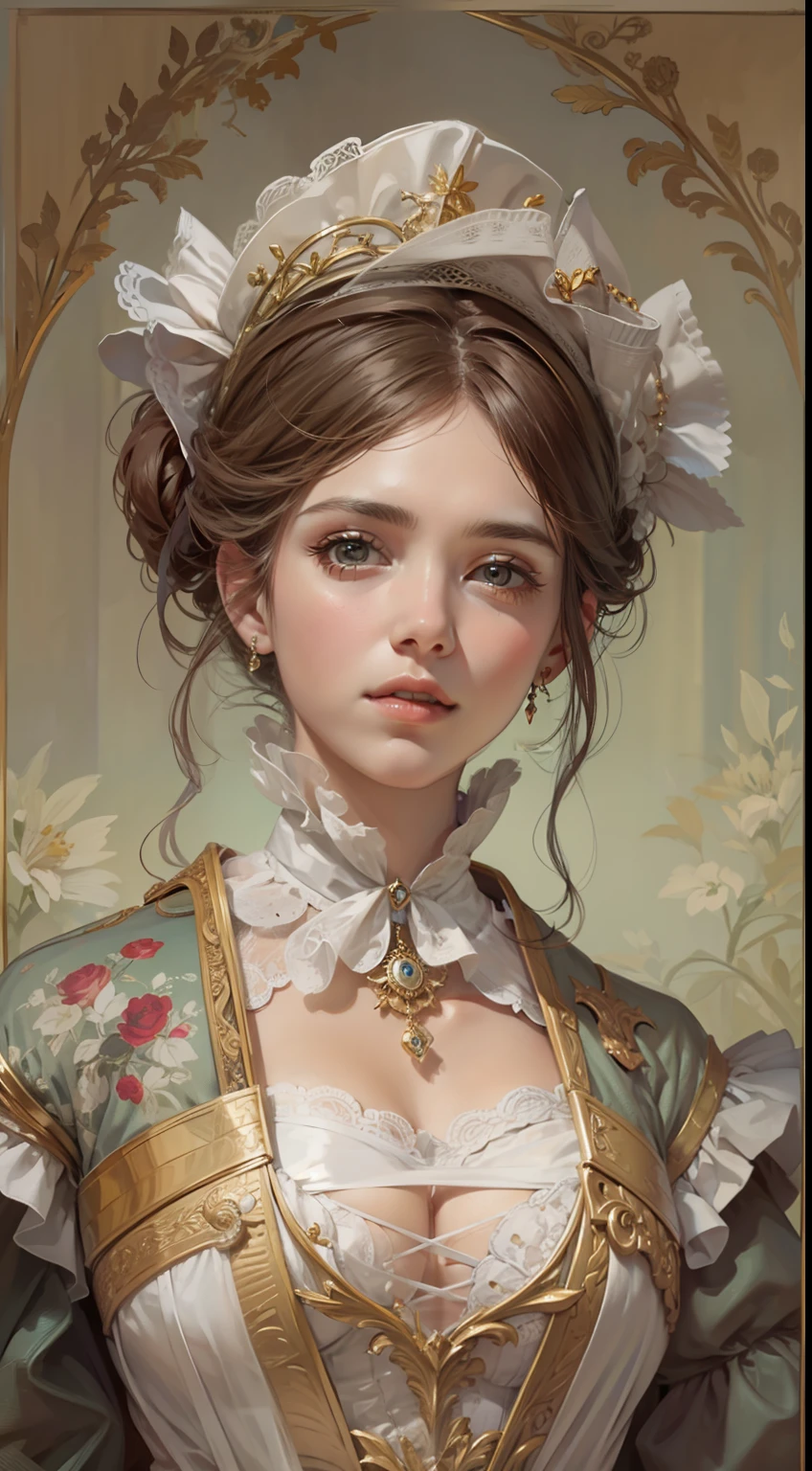 Beautiful woman in intricate Romantic Victorian Outfit