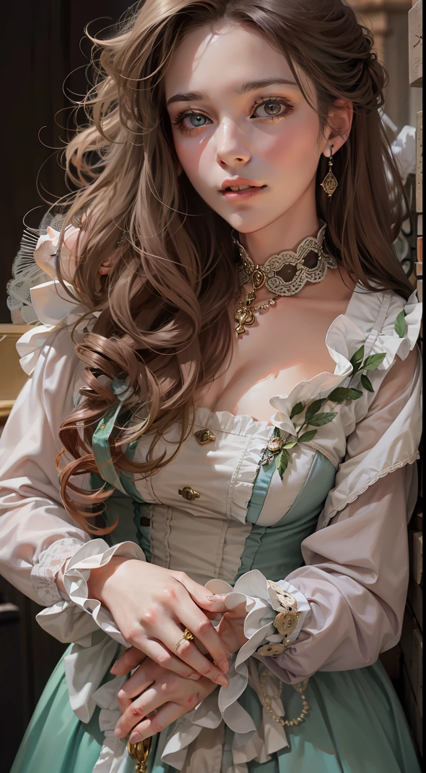 Beautiful woman in intricate Romantic Victorian Outfit