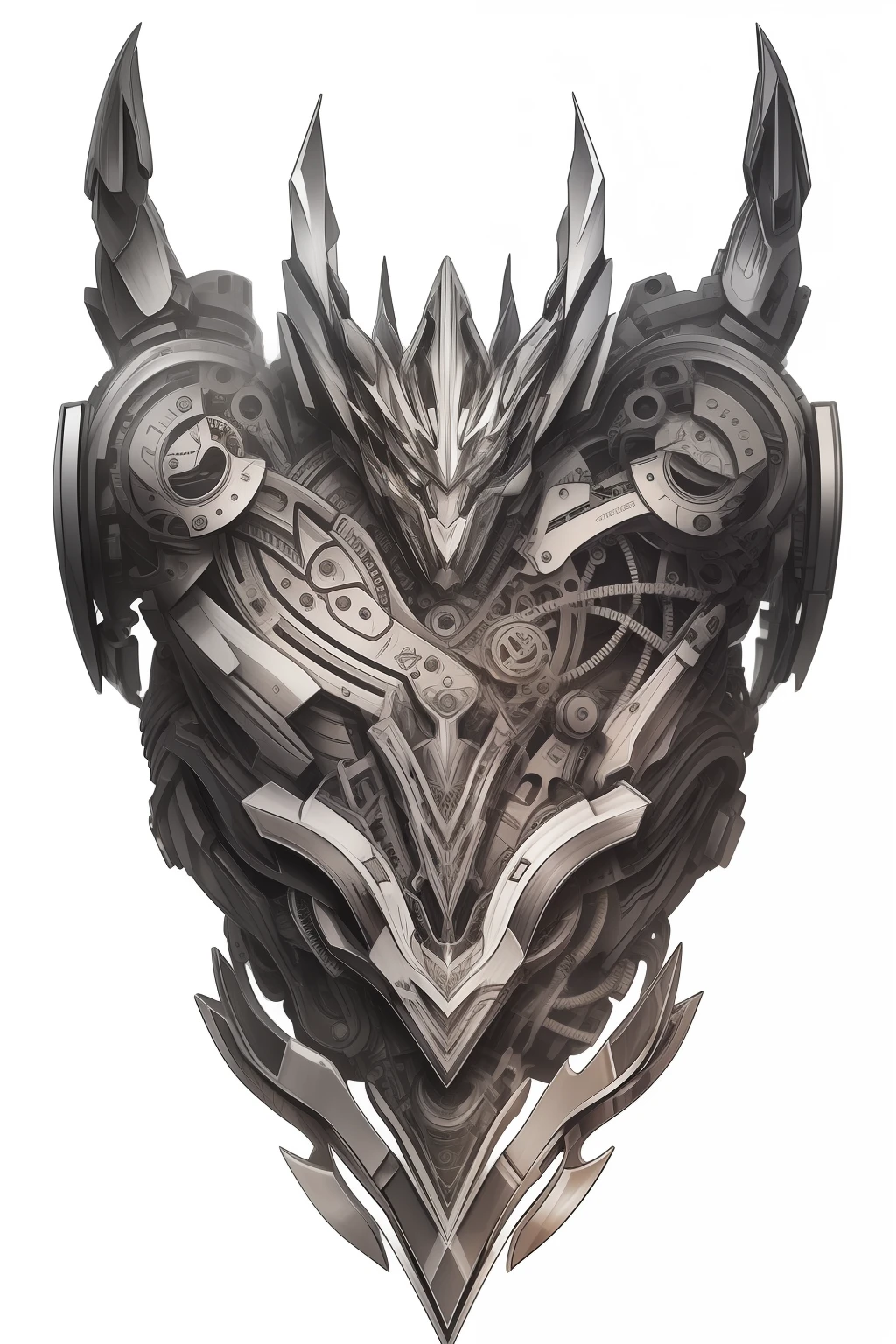 Generate a design drawing for an arm mechanical style tattoo,White basemap