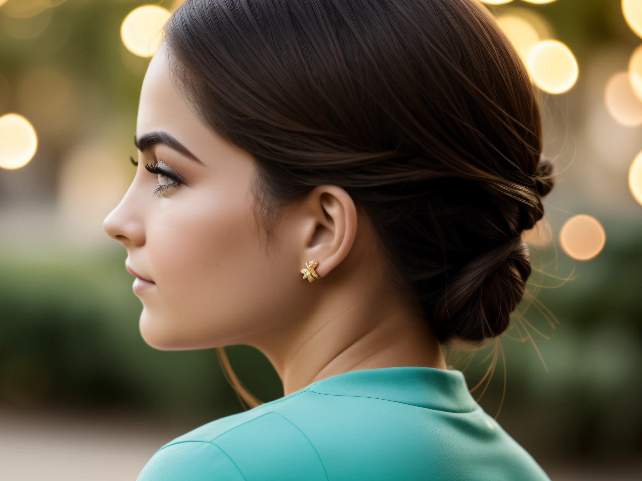 foto de cara de perfil, cuidad en bokeh