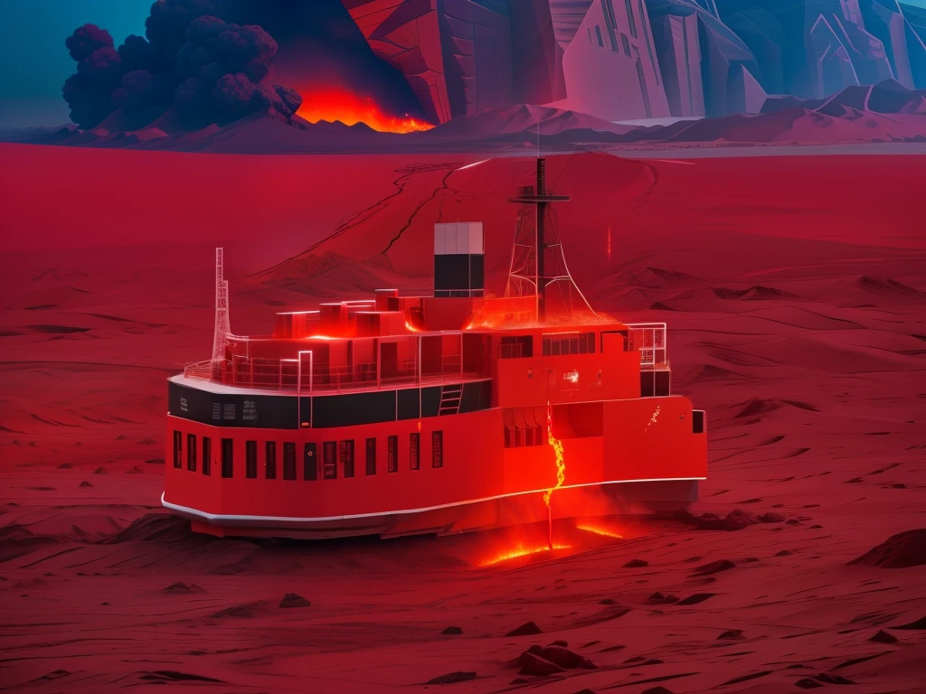 Surrounded by magma,It was as if erupting from the ground,isometry,3Drenderingof,Very high definition,high detal,8K,超高分辨率,best qualtiy