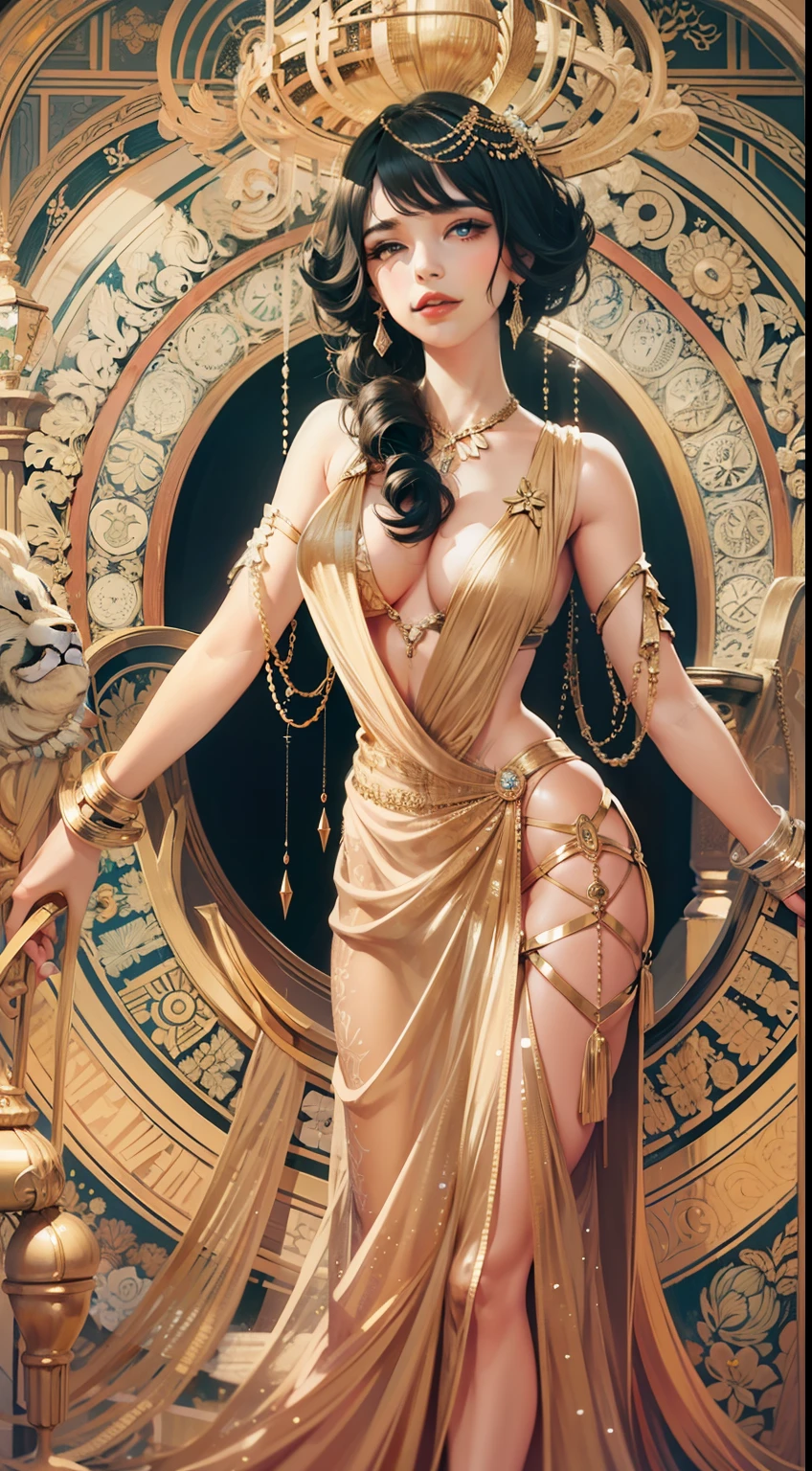 Beautiful woman in intricate Glamorous Art Deco Outfit