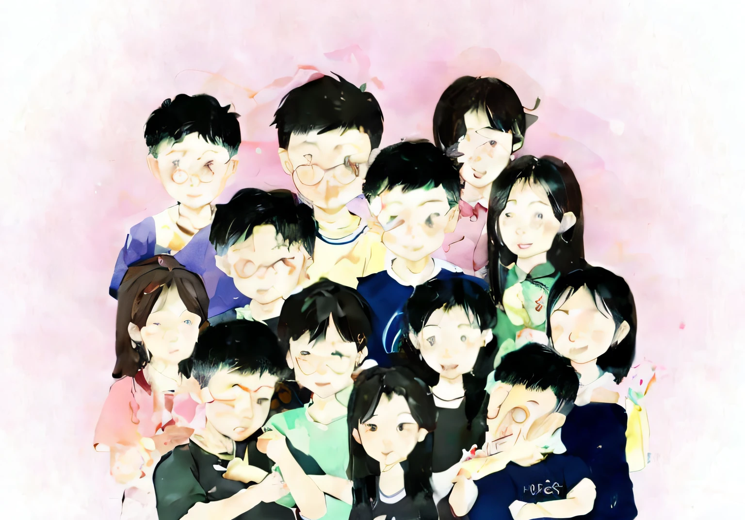 there are many people that are posing for a picture together, inspired by Ding Yunpeng, hand painted cartoon art style, High-quality fanart, author：Xi Gang, inspired by Chen Daofu, [ Digital art ]!!, Cartoon Art Style, inspired by Gang Hui-an, cartoonish style, Inspired by Ding Guanpeng, Inspired by Xiao Yuncong