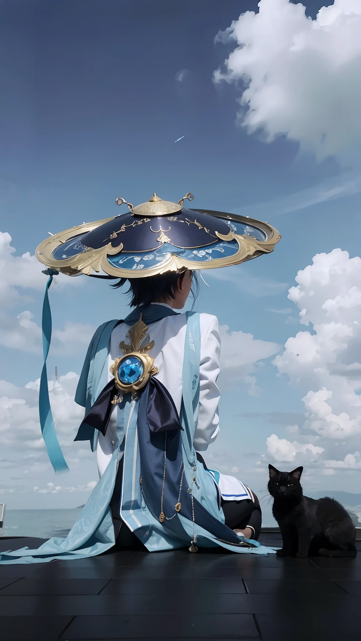 Long blue streamers