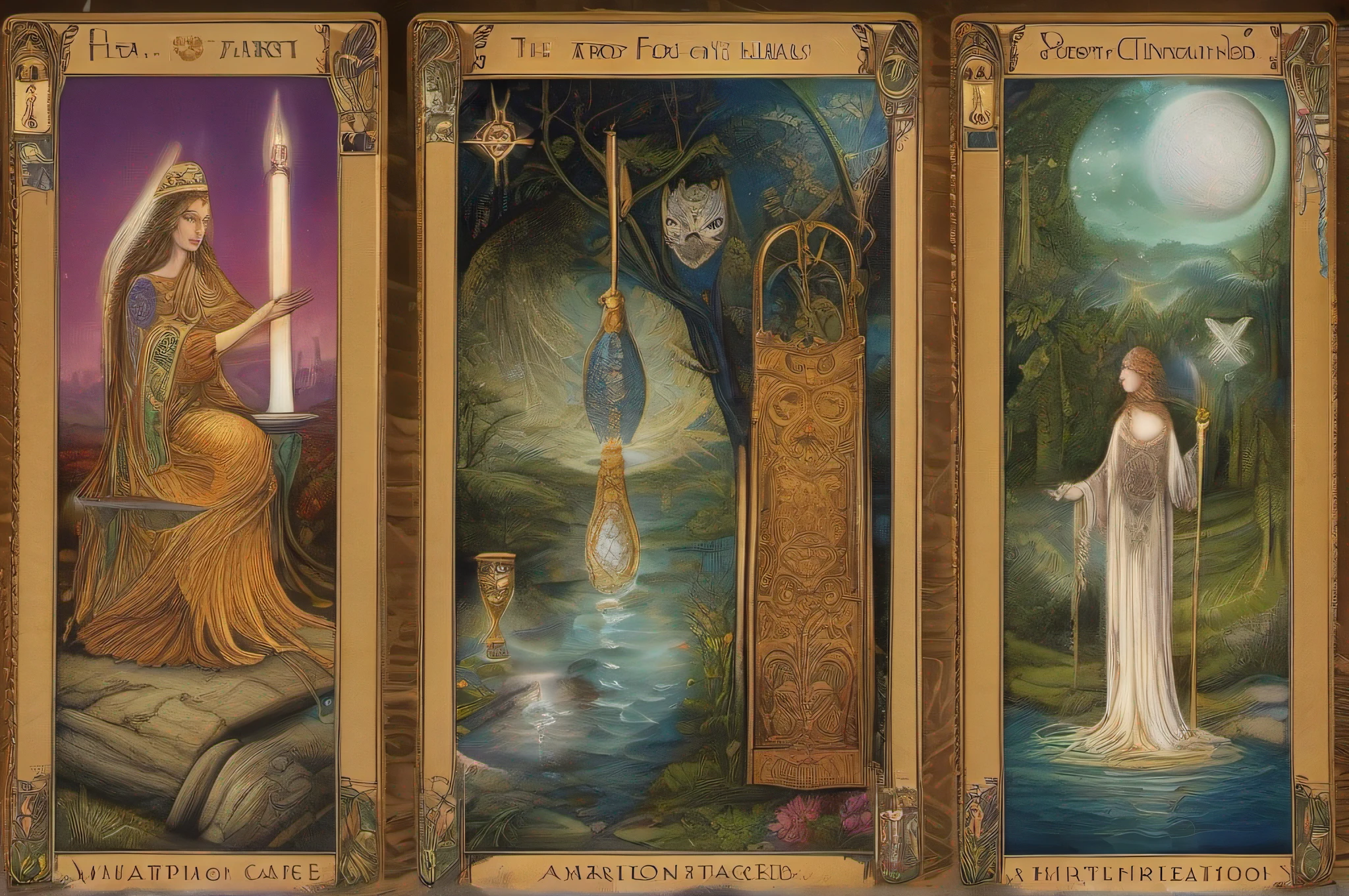 "Mystical and enchanting, 'the tarot' reveals its secrets, showcasing intricate illustrations, vibrant colors, and rich symbolism. Delve into the world of divination and mysticism, where each card holds a story waiting to be discovered. Explore the depths of ancient wisdom, intricate details, and ethereal beauty, bringing forth a captivating masterpiece that transcends time and space."