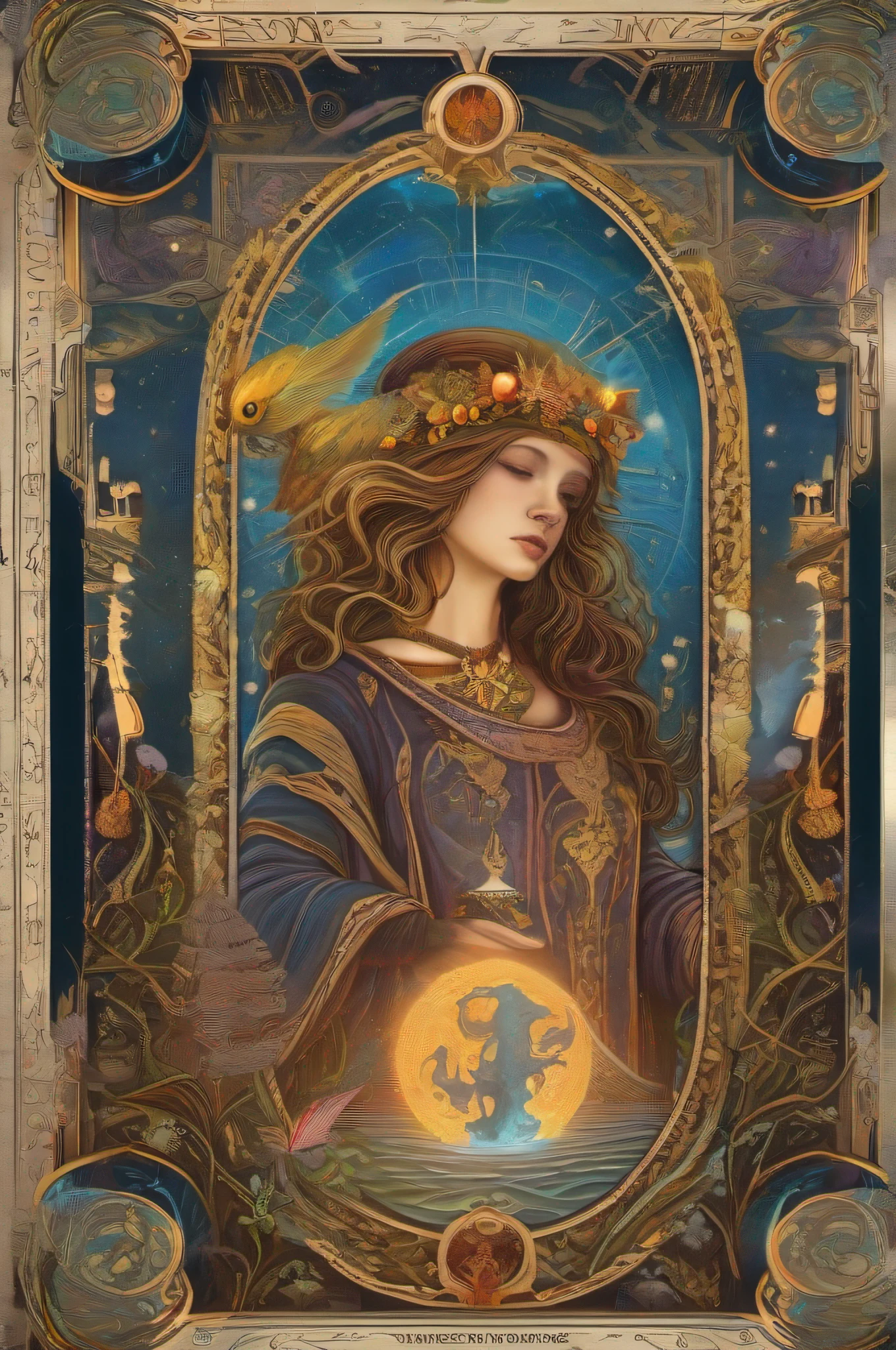 "A mystical and enchanting depiction of 'the tarot' with intricate details, vibrant colors, and ethereal lighting. Incorporate swirling smoke, mysterious symbols, and a sense of otherworldly energy. Emphasize the archetypal characters and their distinct expressions, reflecting the diverse range of emotions and narratives portrayed in each tarot card. Transform the scene into a dreamlike realm, blending the elements of fantasy and reality. Let the cards come alive, revealing hidden meanings and unlocking the secrets of the universe."
