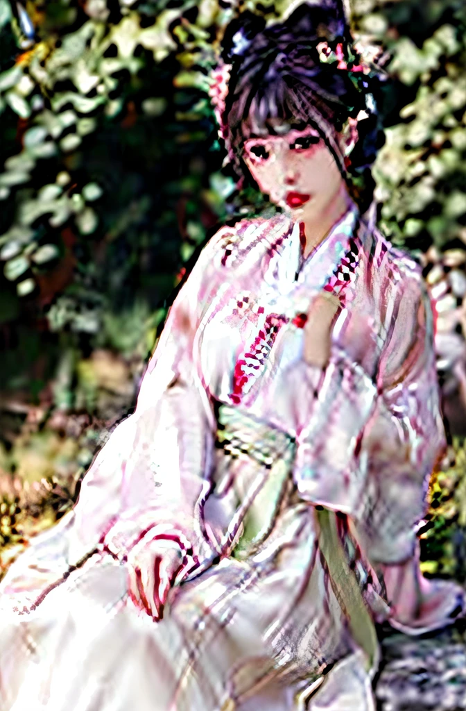 Very detailed CG unity 8k wallpaper，（tmasterpiece），（best qualtiy），（ultra - detailed），（Ultra photo realsisim），（best character detail：1.36），Nikon D750 f / 1.4 55mm，dynamic angle，profesional lighting，photon maping，Radio City, physically-based renderingt, exteriors, busy street, looking at viewert, Be red in the face, 1girl, a matural female, A MILF, Tall body, the golden ratio,(Kpop idol),(Oil skin:1.2),(Oil skin:1.1), makeup,[:(high detailed face:1.2):0.2]:,PureErosFace_v1, ((Curly gray hair and sophisticated style)),(aegyo sal:1),(puffy eye),(eyeslashes:1.1), (cparted lips:1.1),red lipsticks,broad shoulder,Traditional Chinese clothing，had his hands folded