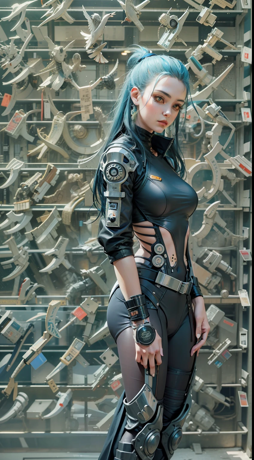 Beautiful woman in intricate Futuristic Cyberpunk Outfit
