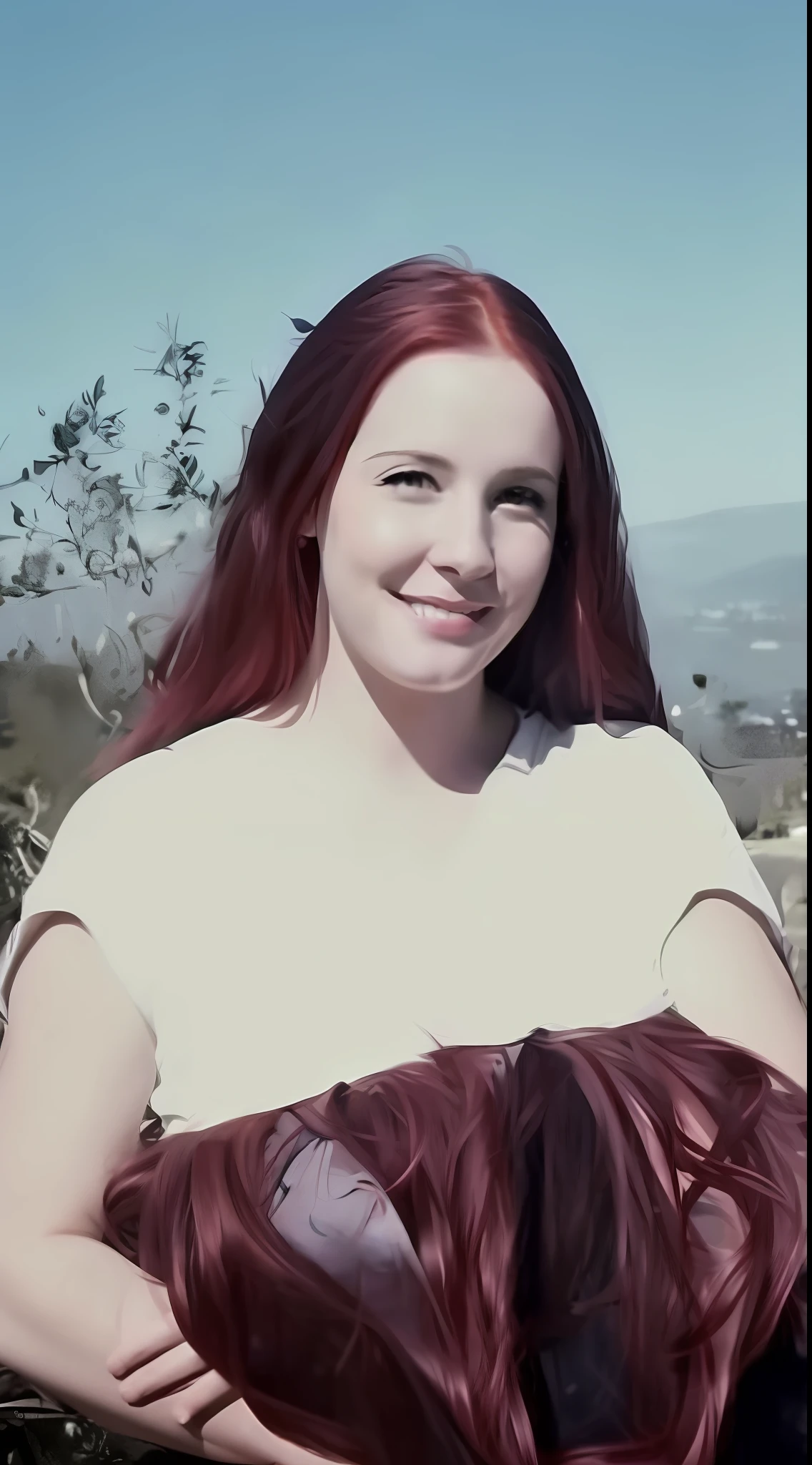 women with red hair and happy face