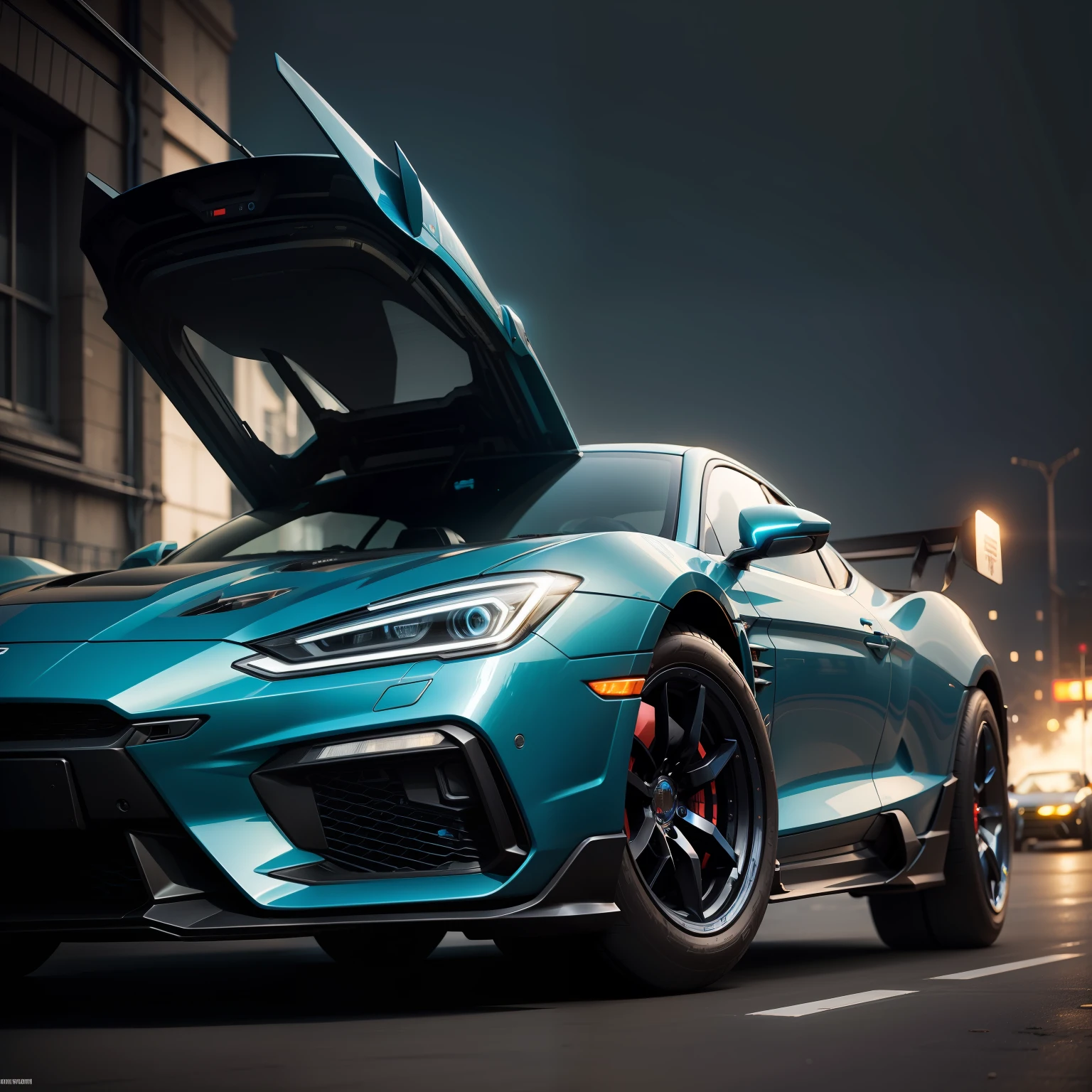 The Car,cyber punk perssonage,High-speed communication,line,Blue tones