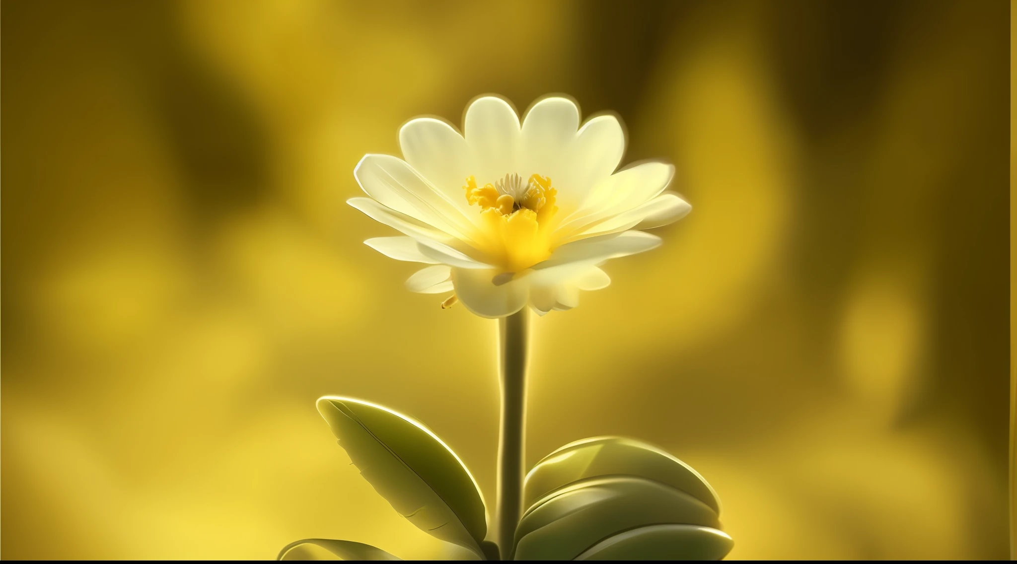 There is a yellow flower that is growing from the ground, flores bonitas crescendo, flor crescendo dentro de uma caverna, flor e flores no fundo, fotografia de plantas, representando uma flor, beautiful composition, flores crescem do corpo, amazing contrasting background, flor cercada, a fonte do crescimento futuro, bela captura de tela, awesome greate composition, papel de parede bonito do iphone, eye catching composition, Beautiful image, Flores e plantas.
