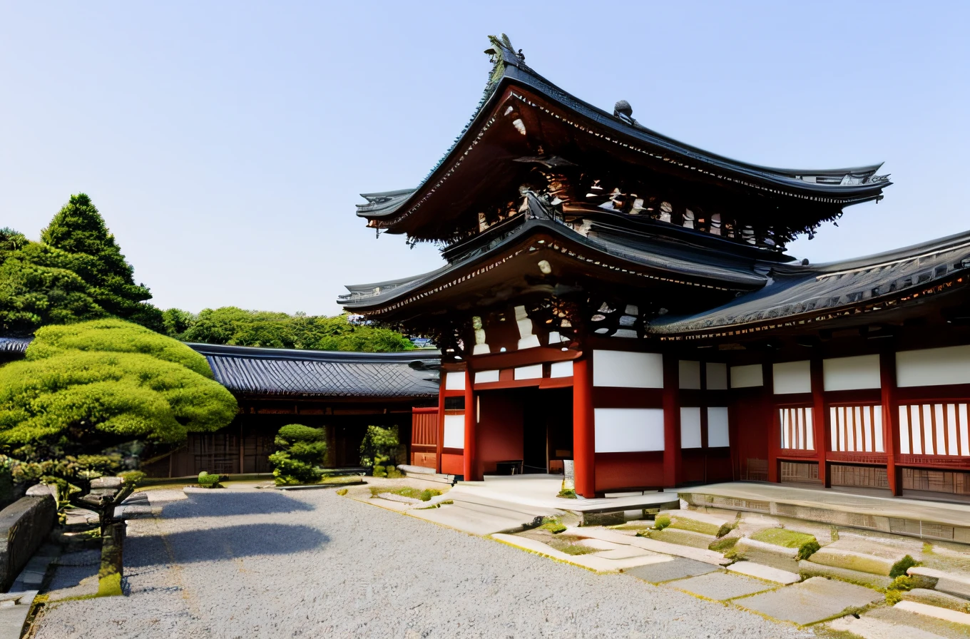(masterpiece、top-quality、top-quality、Official Art、Beautifully Aesthetic:1.2)、ighly detailed、Wooden doors and stairs leading to stone buildings, ancient japanese architecture, feudal japanese setting, japanese temples, japanese temples, japanese heritage, Preserved history, front side, Edo period house in the background, japanese architecture, Historical setting, Shrine of Japan, shrines, Ancient temple, ito ogure, Man of the Ancient Japan々, ryokans and edo era houses, Photos