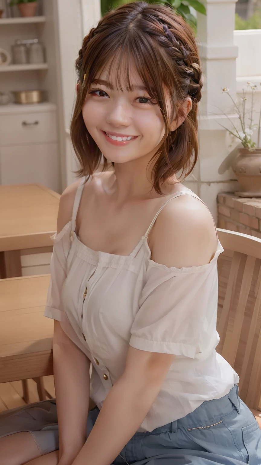shorth hair、Floating hair、Braided hair、Smiling smile