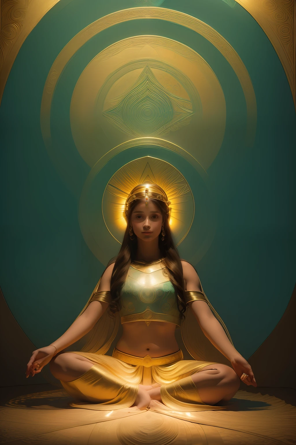 (full body shot of:14),(1 Angel Girl),(The halo,Delicate headgear,ssmile),Delicate smooth skin,Encaustic painting,Accurate human anatomy,rivulets,(paper art,Quilted yarn art,Geometry),(plethora of colors,Best quality,high detal,tmasterpiece,Cinematic lighting effects,4K,Chiaroscuro)