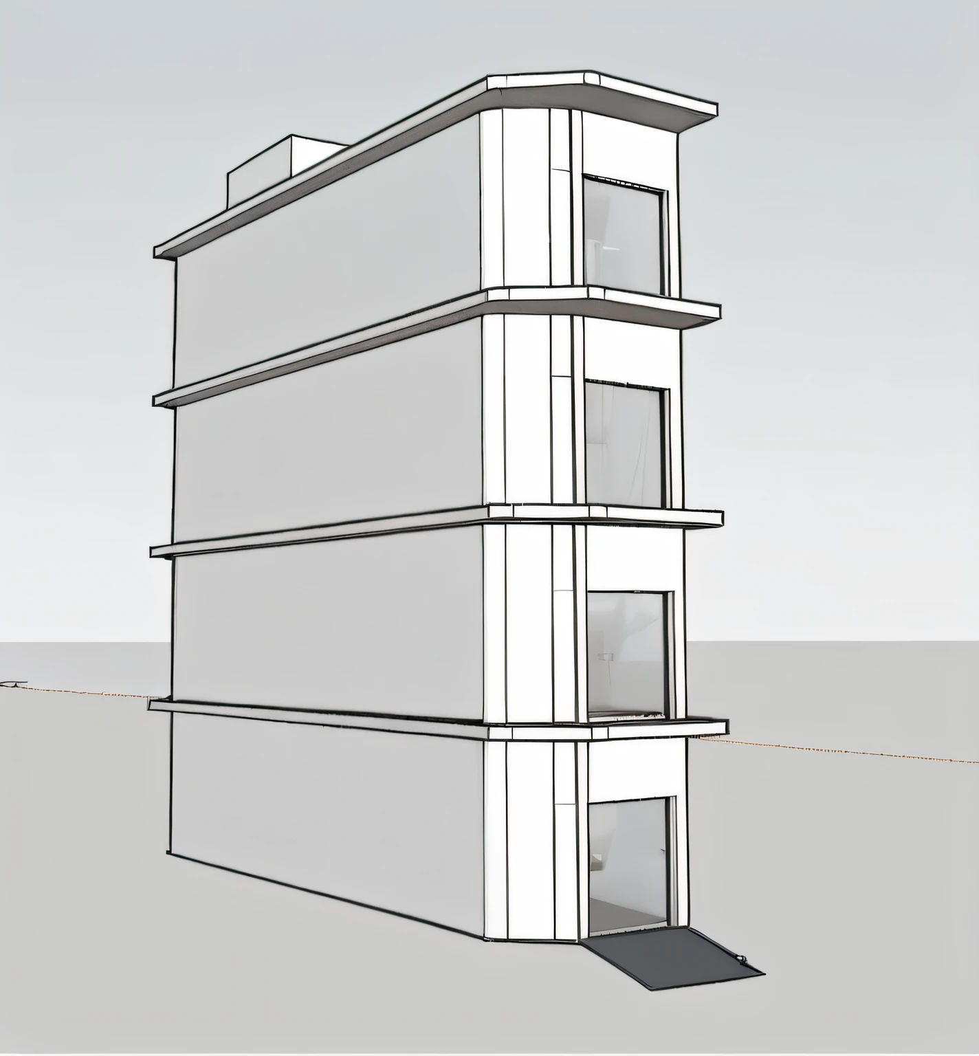 A townhouse with two facades, measuring 4.6 meters wide and 15 meters long, consisting of 4 floors and 1 rooftop terrace, designed in a modern style. Trees are planted on each floor, creating a cozy connection with nature. Sunshades are carefully placed to protect from sunlight. The main color scheme of the house is white and brown, exuding an elegant and sophisticated ambiance. Soft and gentle lighting illuminates both the interior and exterior spaces of the house. The illustration is produced through digital painting and 3D graphics, delivering high-quality and contemporary artwork.