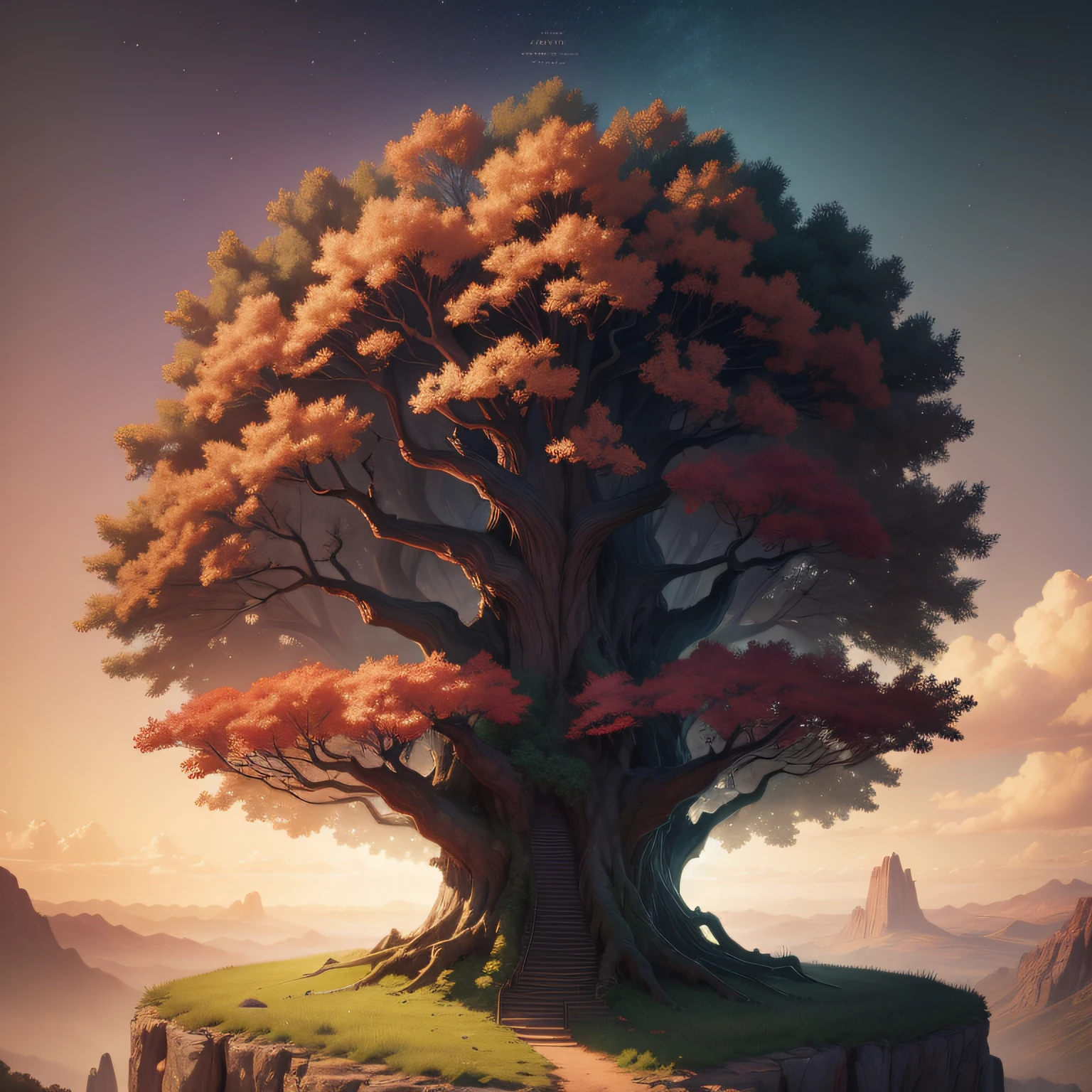 Illustration of tree of life, fantasy scenery, detalhes, 8k
