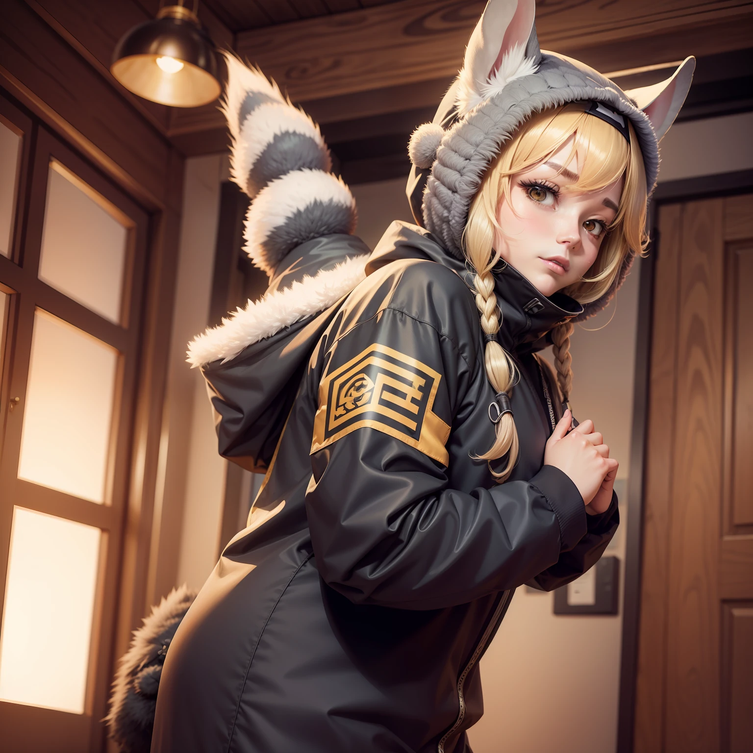 Dressed in ninja clothes、Fluffy chinchilla golden