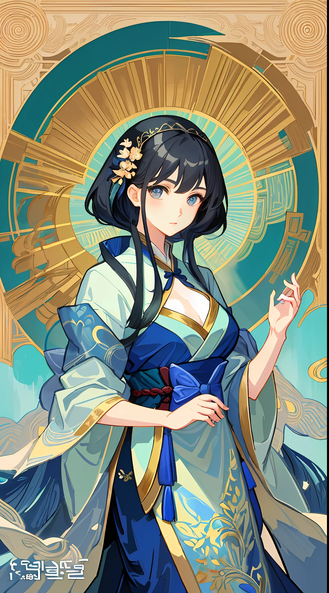 1girl,Women in oriental costumes stand side by side, Palace , A girl in Hanfu, A beautiful artwork illustration, Beautiful character painting, Exquisite digital illustration, Guviz-style artwork, Alphonse mucha and rossdraws, korean art nouveau anime, Detailed fanart, Alice X. zhang, stunning digital illustration, in style of digital illustration