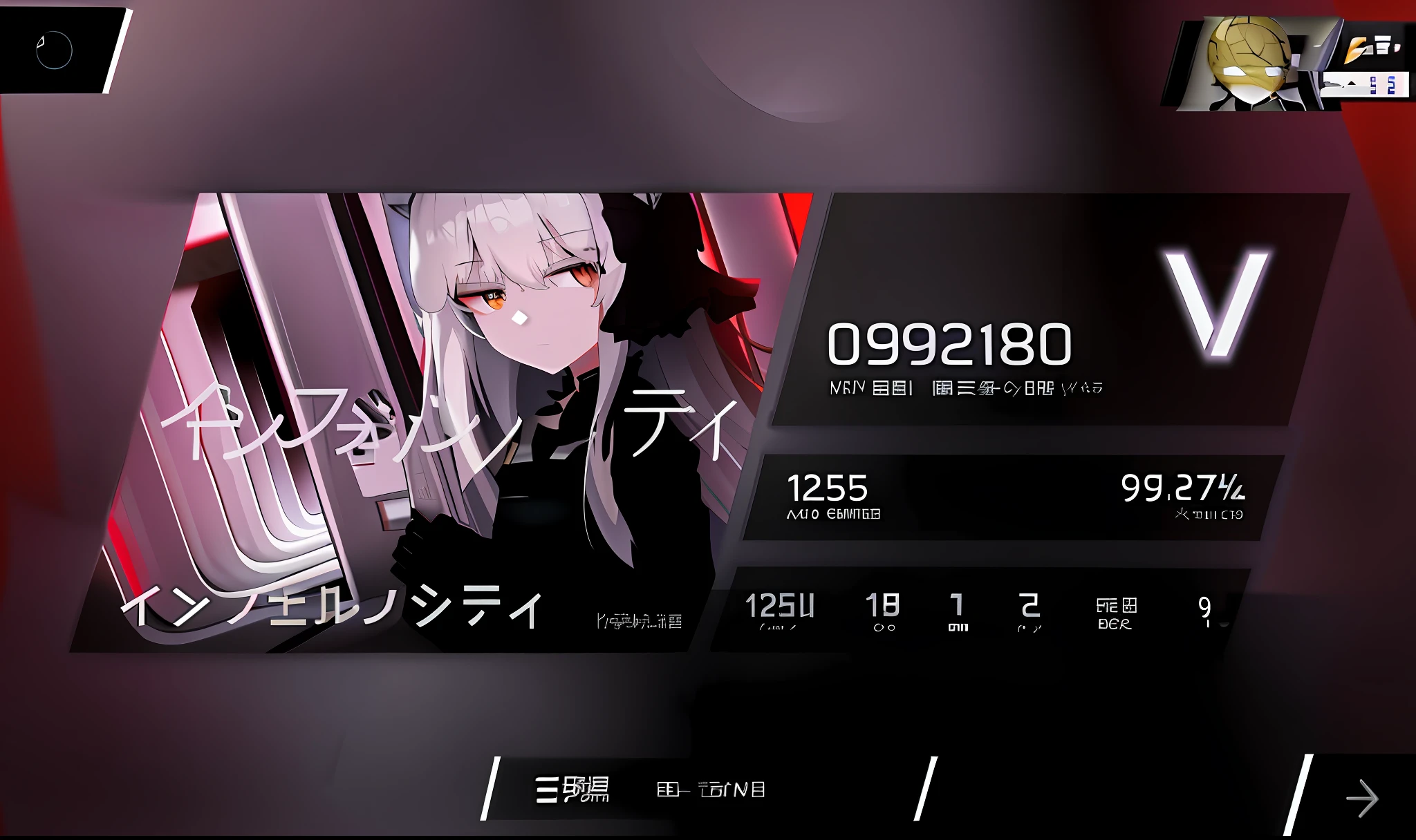 Anime screensaver with photo of a woman in a black dress, from girls frontline, From the night of the ark, Girls Frontline CG, girls frontline universe, girls frontline style, Fine details. Girl Front, Girl Front, Kantai collection style, pixiv daily ranking, Anime style. 8K, 8K!!, pc game with ui, ui card, arknight