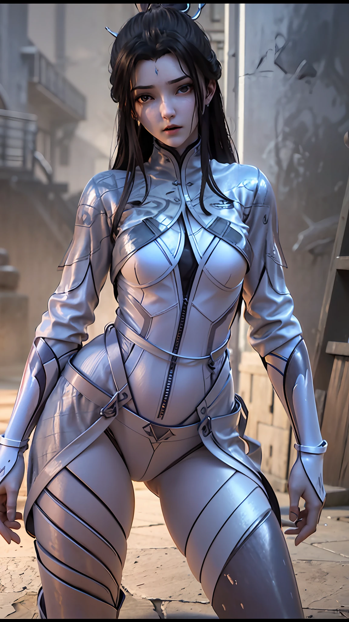 ((Best quality)), ((masterpiece)), (detailed:1.4), 3D, an image of a beautiful cyberpunk female,HDR (High Dynamic Range),Ray Tracing,NVIDIA RTX,Super-Resolution,Unreal 5,Subsurface scattering,PBR Texturing,Post-processing,Anisotropic Filtering,Depth-of-field,Maximum clarity and sharpness,Multi-layered textures,Albedo and Specular maps,Surface shading,Accurate simulation of light-material interaction,Perfect proportions,Octane Render,Two-tone lighting,Wide aperture,Low ISO,White balance,Rule of thirds,8K RAW,