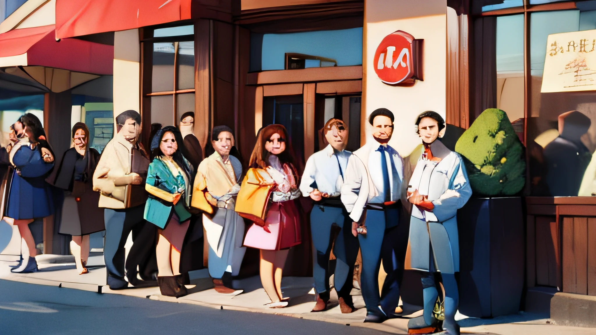 People waiting at the door of the restaurant