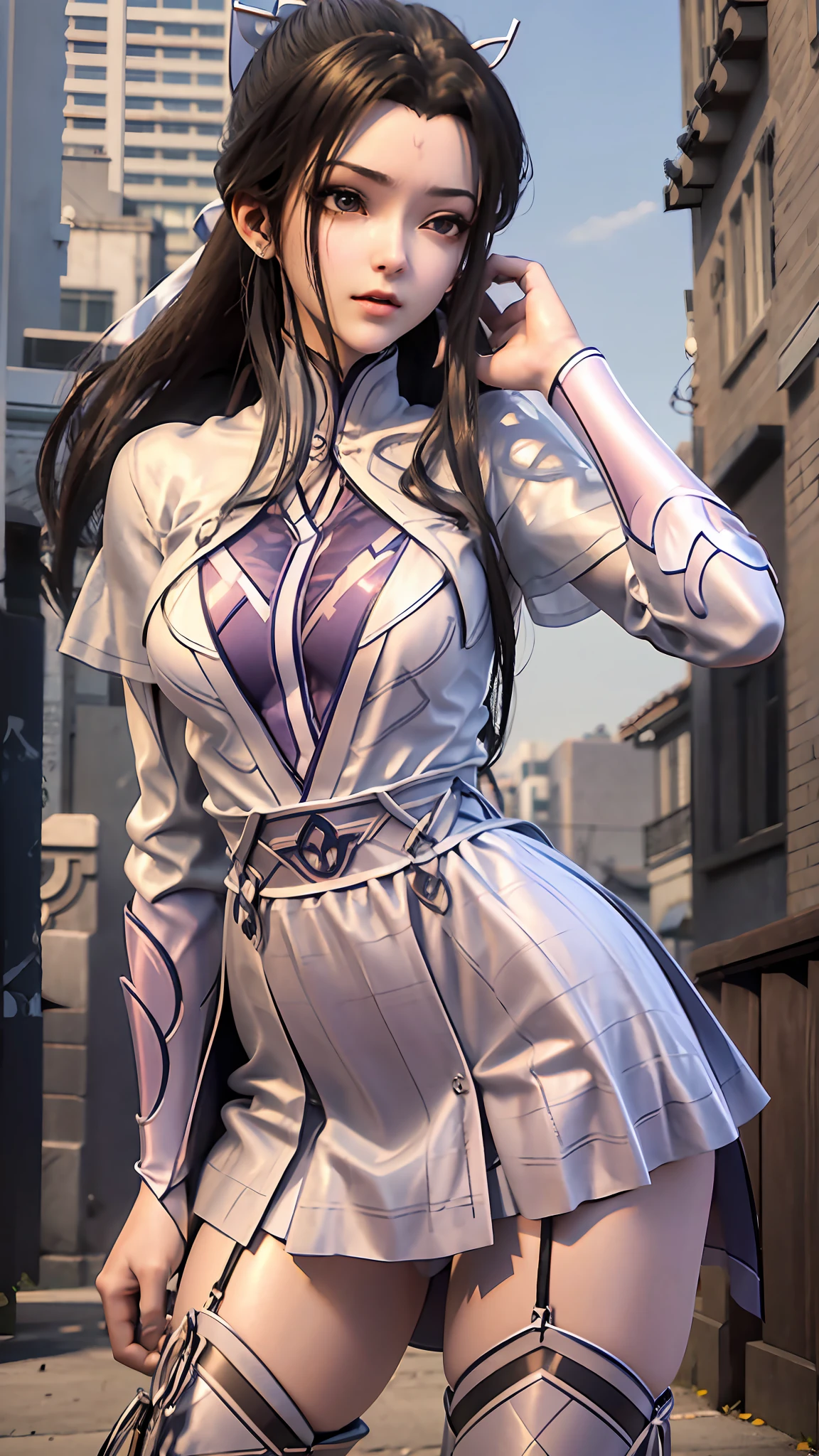 anime - style image of a woman in a short skirt and shirt, seductive anime girls, Smooth anime CG art, Surrealism female students, Surrealism female students, thighhighs and skirt, photorealistic anime girl rendering, beautiful and seductive anime woman, Realistic schoolgirl, Realistic anime 3 D style, 3 d anime realistic, Beautiful Anime High School Girls