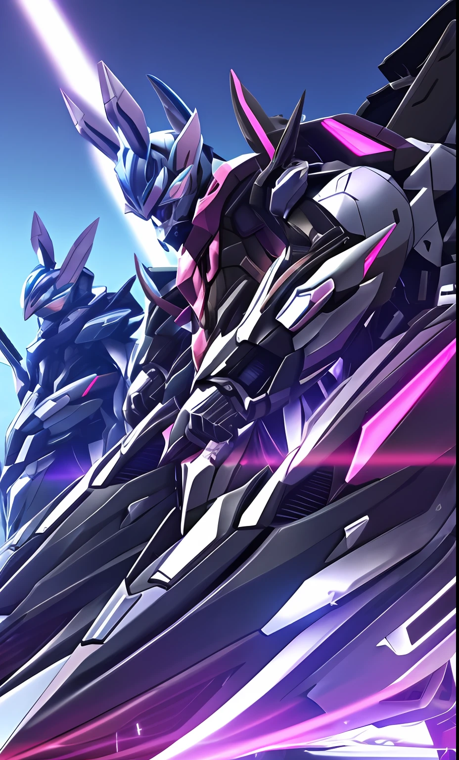 evangerion、2guys、Mobilesuit、natta、A highly detailed「Apostle in the shape of a rabbit」3D rendering of a|cyborgs]Pink cybernetics and pink armor、nffsw、8K、Sub-surface scattering、Specular Light、Hi-Res、octane renderings、Ray traching、Pink rabbit ears、Mobilesuit、Ride Harachari、natta