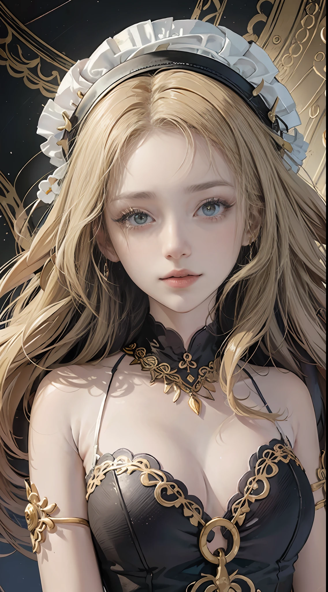 (masterpiece, top quality, best quality, official art, beautiful and aesthetic:1.2), (1girl), extreme detailed,colorful,highest detailed, official art, unity 8k wallpaper, ultra detailed, beautiful and aesthetic, beautiful, masterpiece, best quality, (zentangle, mandala, tangle, entangle) ,holy light,gold foil,gold leaf art,glitter drawing, PerfectNwsjMajic