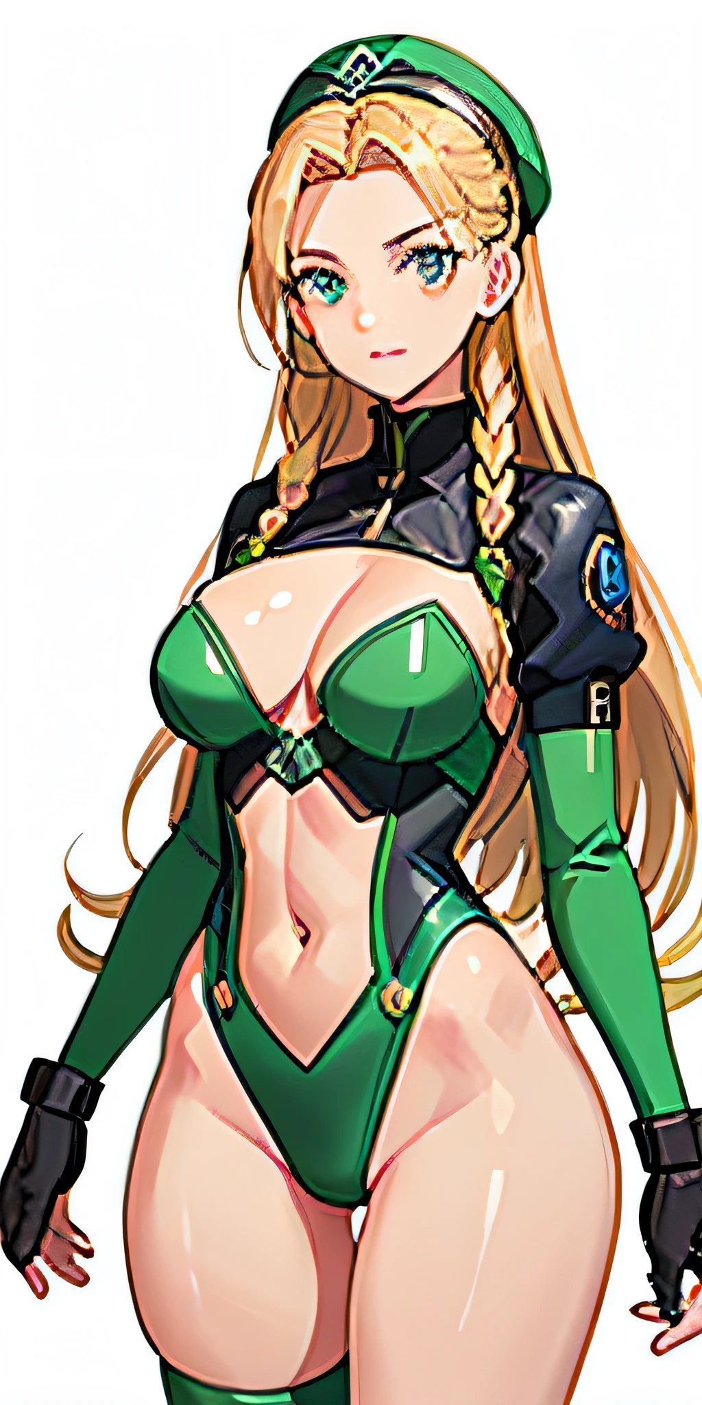 Escrita delicada, alta qualidade de imagem, 4k, trabalhando em uma cafeteria, cammy , idade: 30 anos,  cabelo longo, ((hair is golden)), eyes are green, ((brilhante e alegre)), height is 162cm, forma do corpo de mulher brasileira, Breast size is medium, biquini