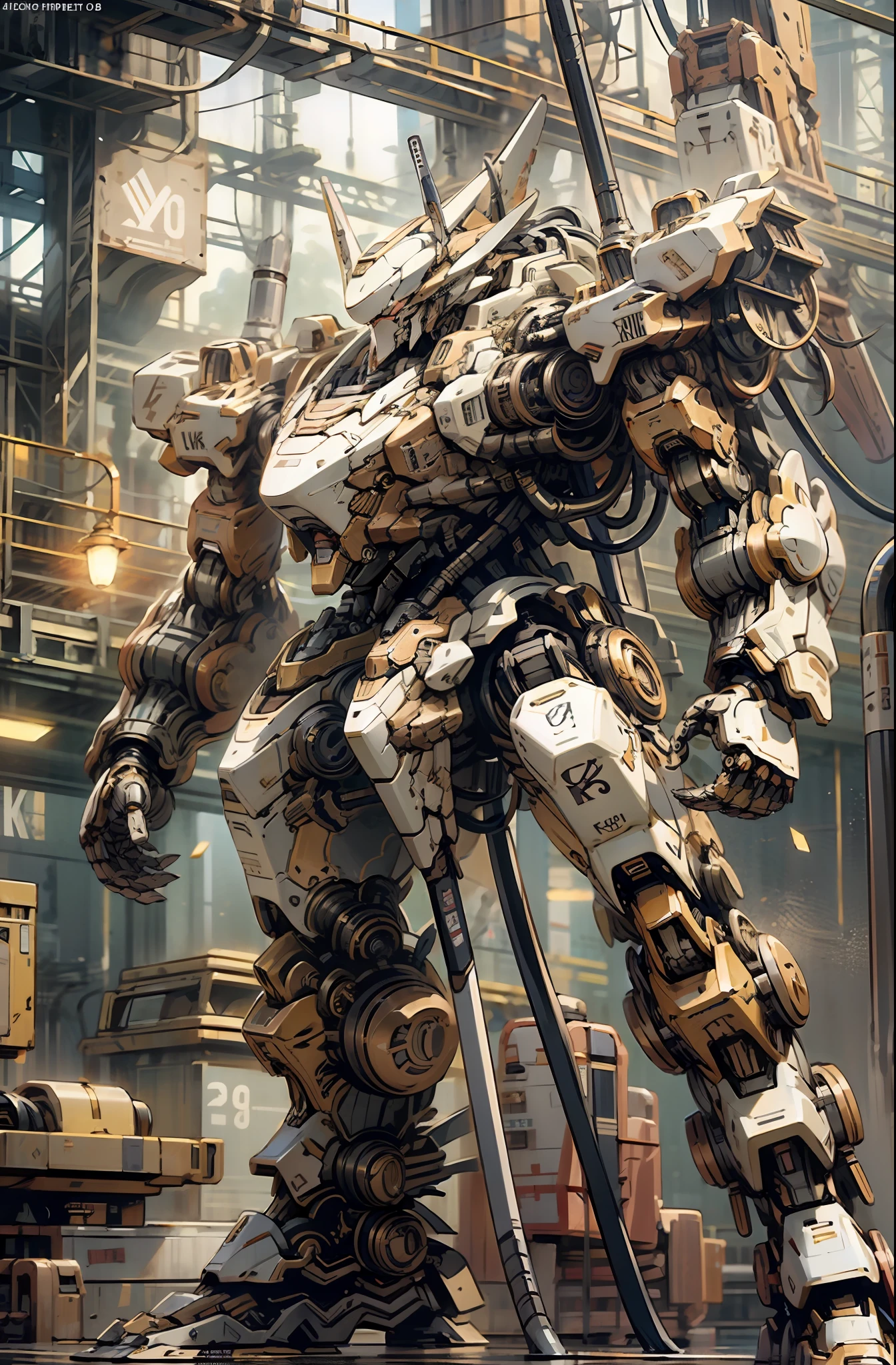Bokeh,standing,ultra detailed,official art,4k 8k wallpaper,robot,,mecha