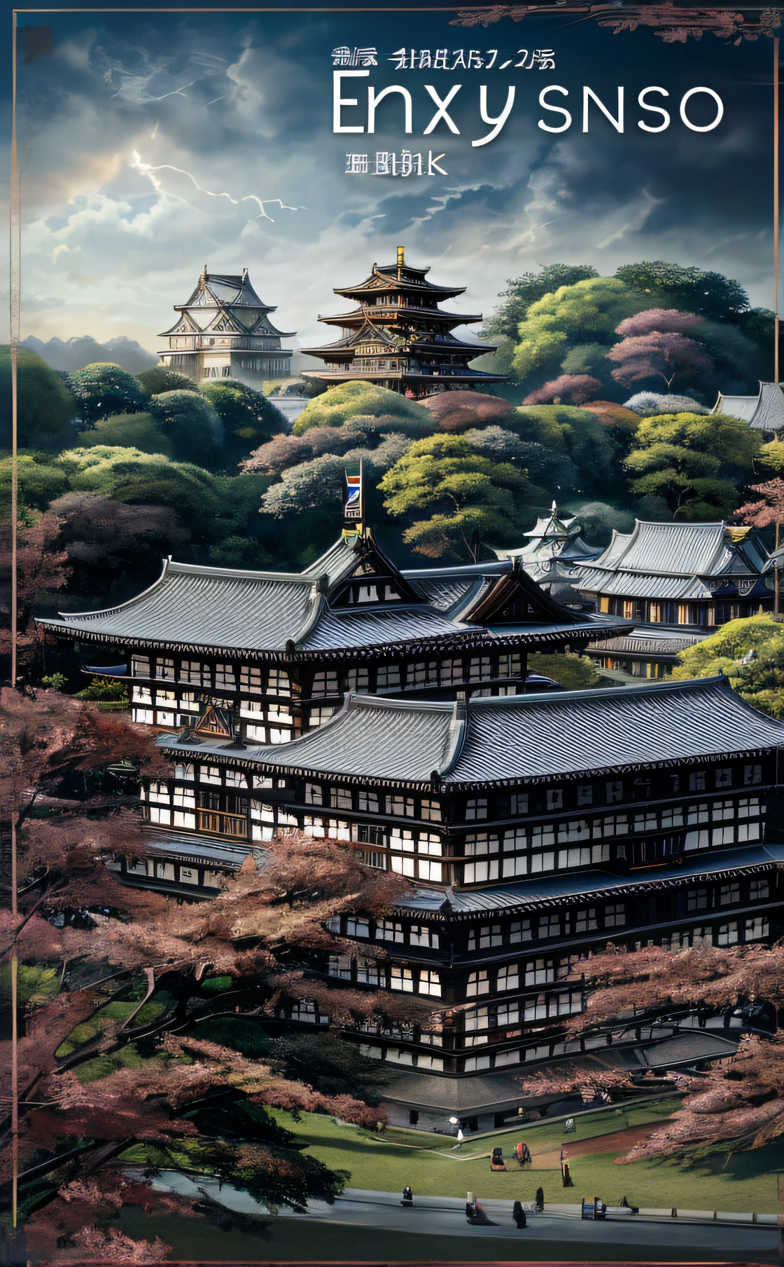 ​masterpiece、top-quality、hightquality、the Extremely Detailed CG Unity 8K Wallpapers、Warring states period　ighly detailed、Nagoya Castle、Himeji Castle、Kumamoto Castle、Egret City、Edo Castle、Japan castle、outside of house、Skysky、​​clouds、natta、No humans、mont、jpn, moonlights, cinemagraph, landscapes, Eau, The tree, dark sky, falls, cliff, naturey, lake, a river, cloudy ash sky, awardwinning photo, bokeh dof, depth of fields, nffsw, bloom, chromatic abberation, Photorealsitic, ighly detailed, Trending on ArtStation, CGsociety Trends、Complex and、in detail、Dramatic and、