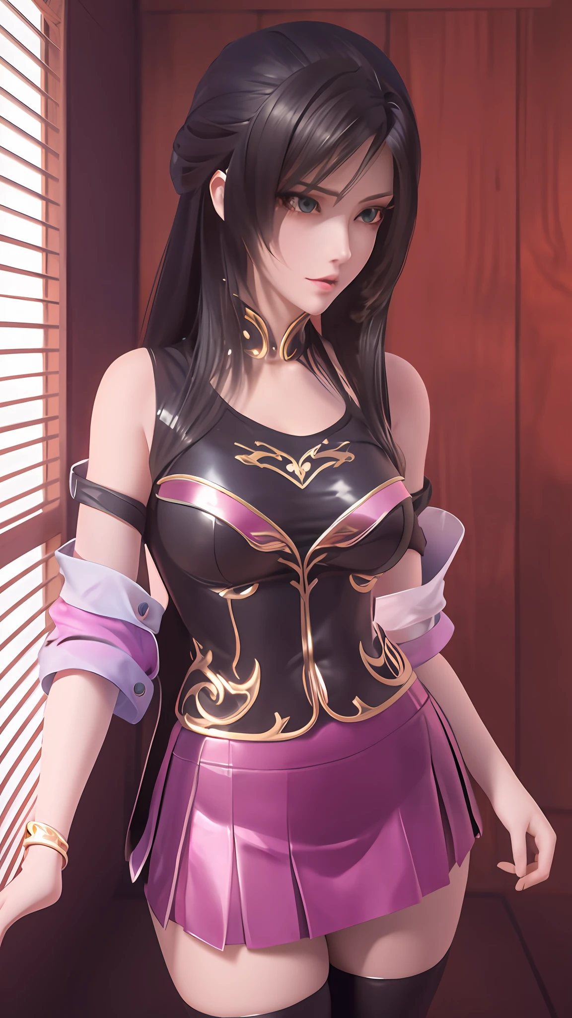 anime - style image of a woman in a short skirt and shirt, seductive anime girls, Smooth anime CG art, Surrealism female students, Surrealism female students, thighhighs and skirt, photorealistic anime girl rendering, beautiful and seductive anime woman, Realistic schoolgirl, Realistic anime 3 D style, 3 d anime realistic, Beautiful Anime High School Girls