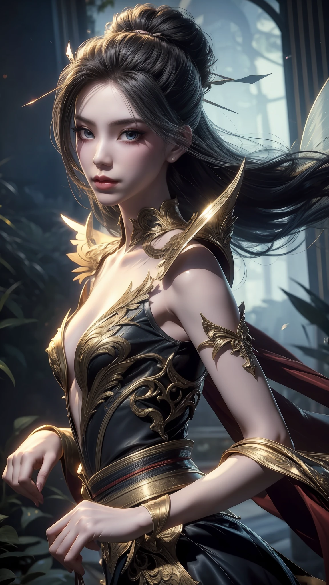 offcial art,Extremely detailed,God girl,Misty,Tulle flying,Hair flutters,fairy,mature,(Lots of tulle covering),Wind element,The cape does not show the shoulders