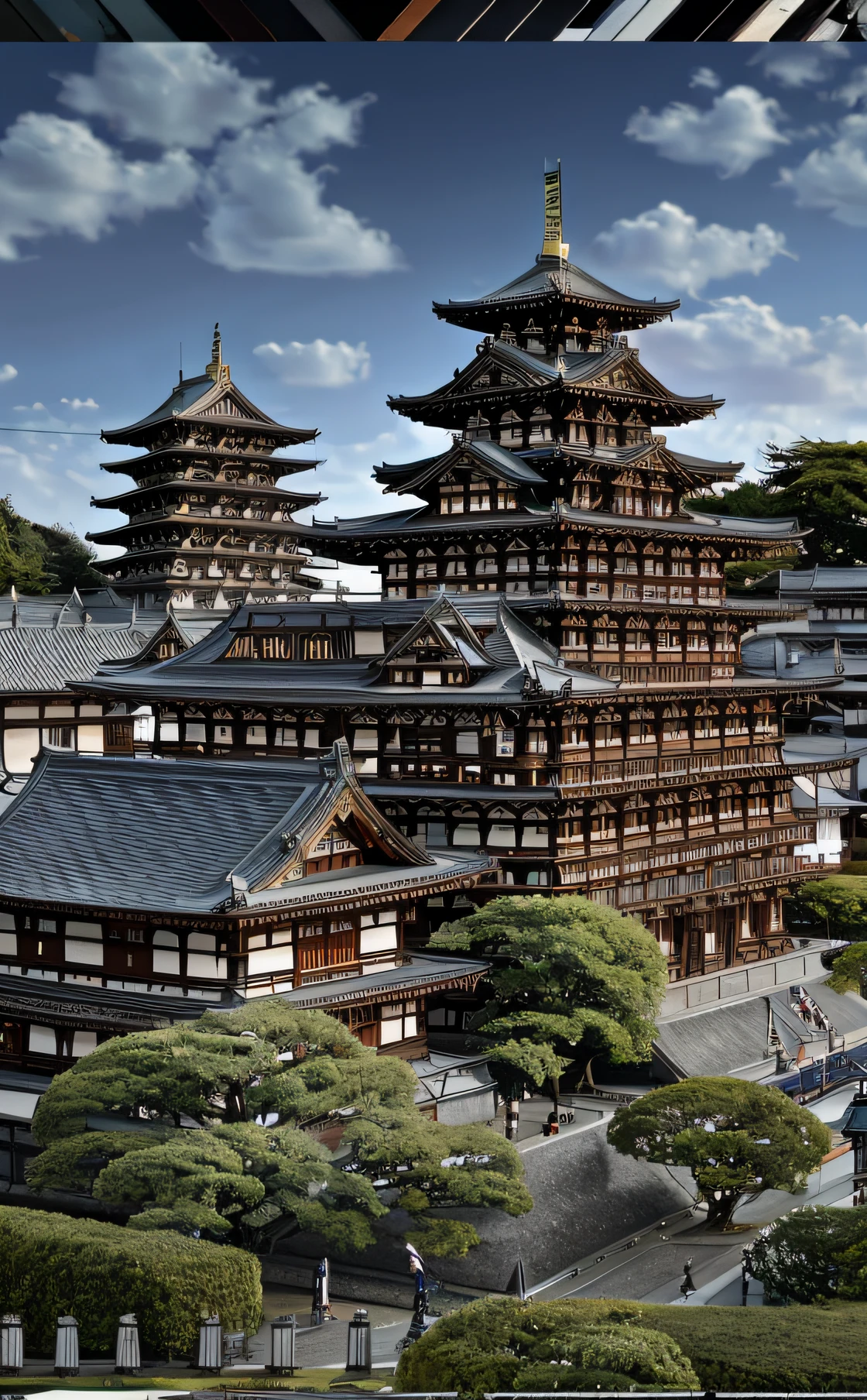 masterpiece、top-quality、hightquality、the Extremely Detailed CG Unity 8K Wallpapers、Warring states period ighly detailed、Nagoya Castle、Himeji Castle、Kumamoto Castle、Egret City、Edo Castle、Japan castle、outside of house、Skysky、clouds、natta、No humans、mont、jpn, moonlights, cinemagraph, landscapes, Eau, The tree, dark sky, falls, cliff, naturey, lake, a river, cloudy ash sky, awardwinning photo, bokeh dof, depth of fields, nffsw, bloom, chromatic abberation, Photorealsitic, ighly detailed, Trending on ArtStation, CGsociety Trends、Complex and、in detail、Dramatic and、