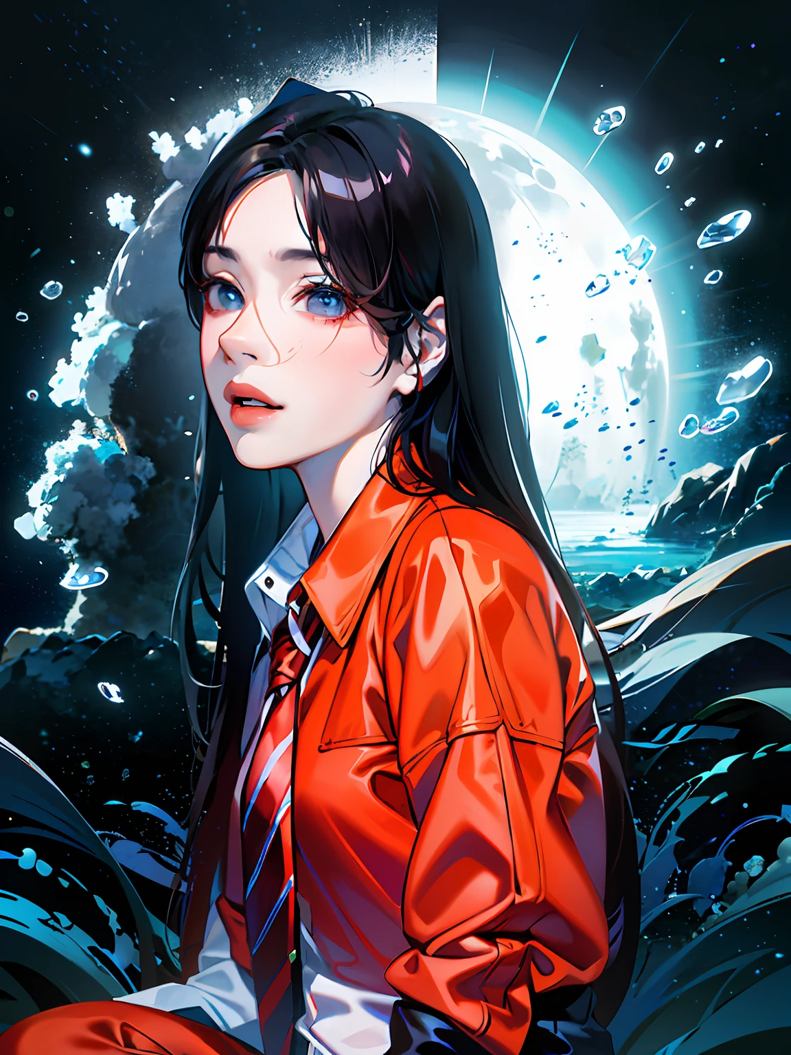 ((Realistic lighting, best qualtiy, 8K, tmasterpiece:1.3,quadratic element)), sharp fokus:1.2,Magazine cover photo background,Text floats,there is a woman with a white shirt and a red tie, Ultra-fine face,Fine eyes,xision wu, Choi Hyun-hwa, gongbi, xintong chen, jaeyeon nam, Shot on Canon EOS R 6, Lee Ji-eun, lee ji eun, wenfei ye, inspirado por Kim Jeong-hui, headshot profile picture, jiyun chae, Yun Ling,(Written expression,Multi-element,Cool,Text wrapping,Dynamic,tidal current)