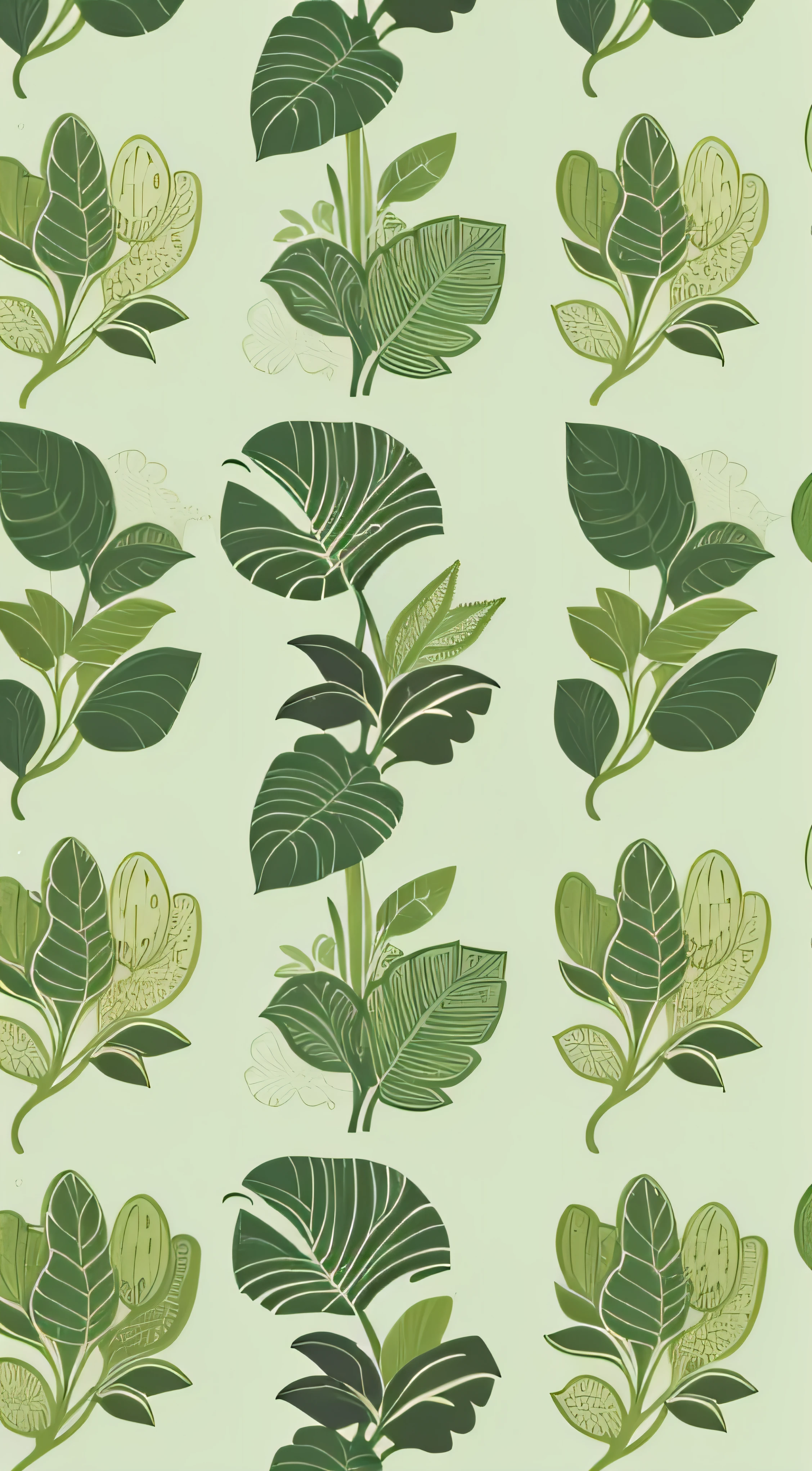 a plant、berry、ferns、fronds、Small flower pattern、Defined shape、Flat style、Vector style、drawing style、Naive style、wallpaper style、Soft pastel colors。There are no shadows in the image。